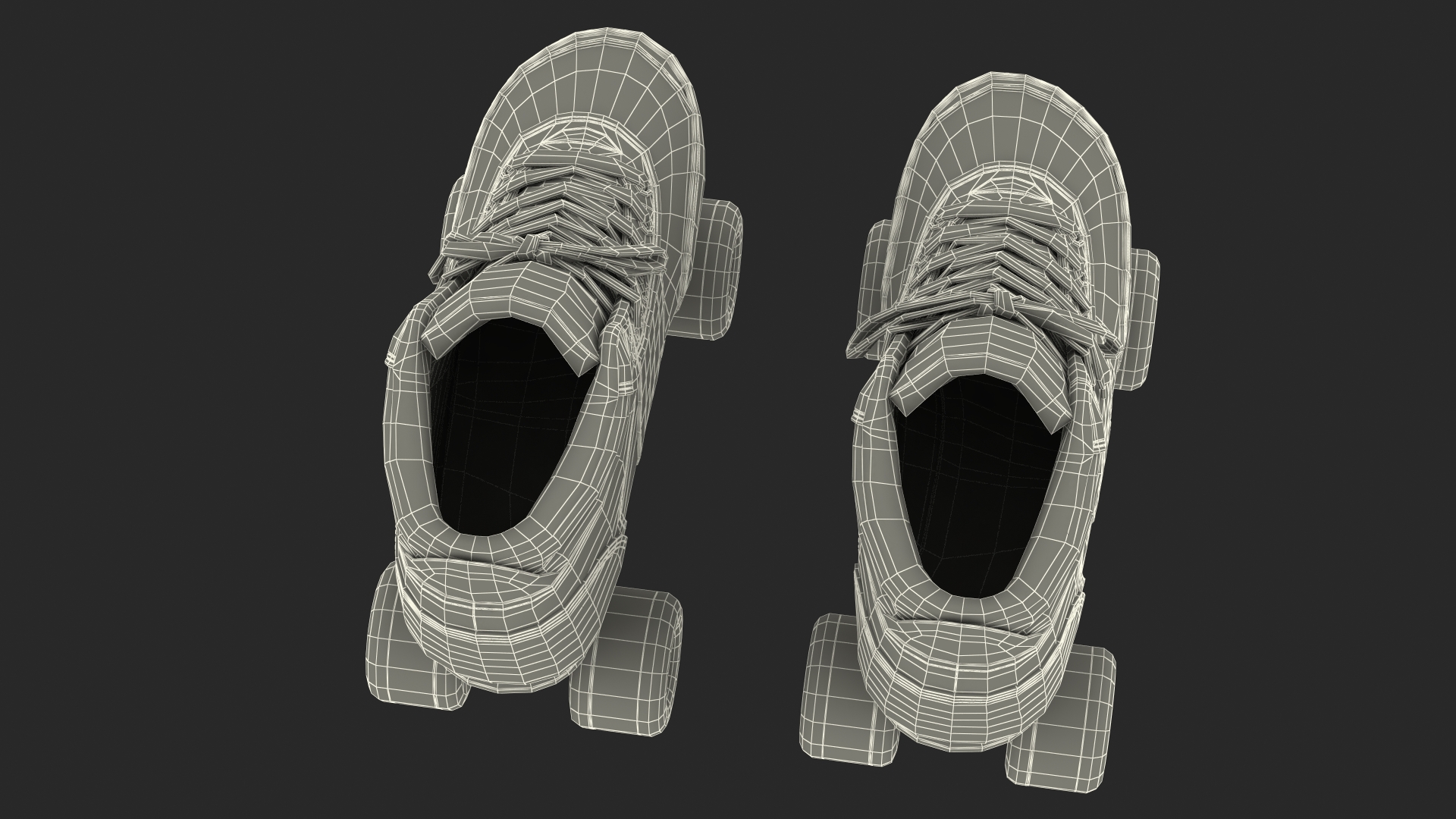 Quad Roller Skates White 3D model