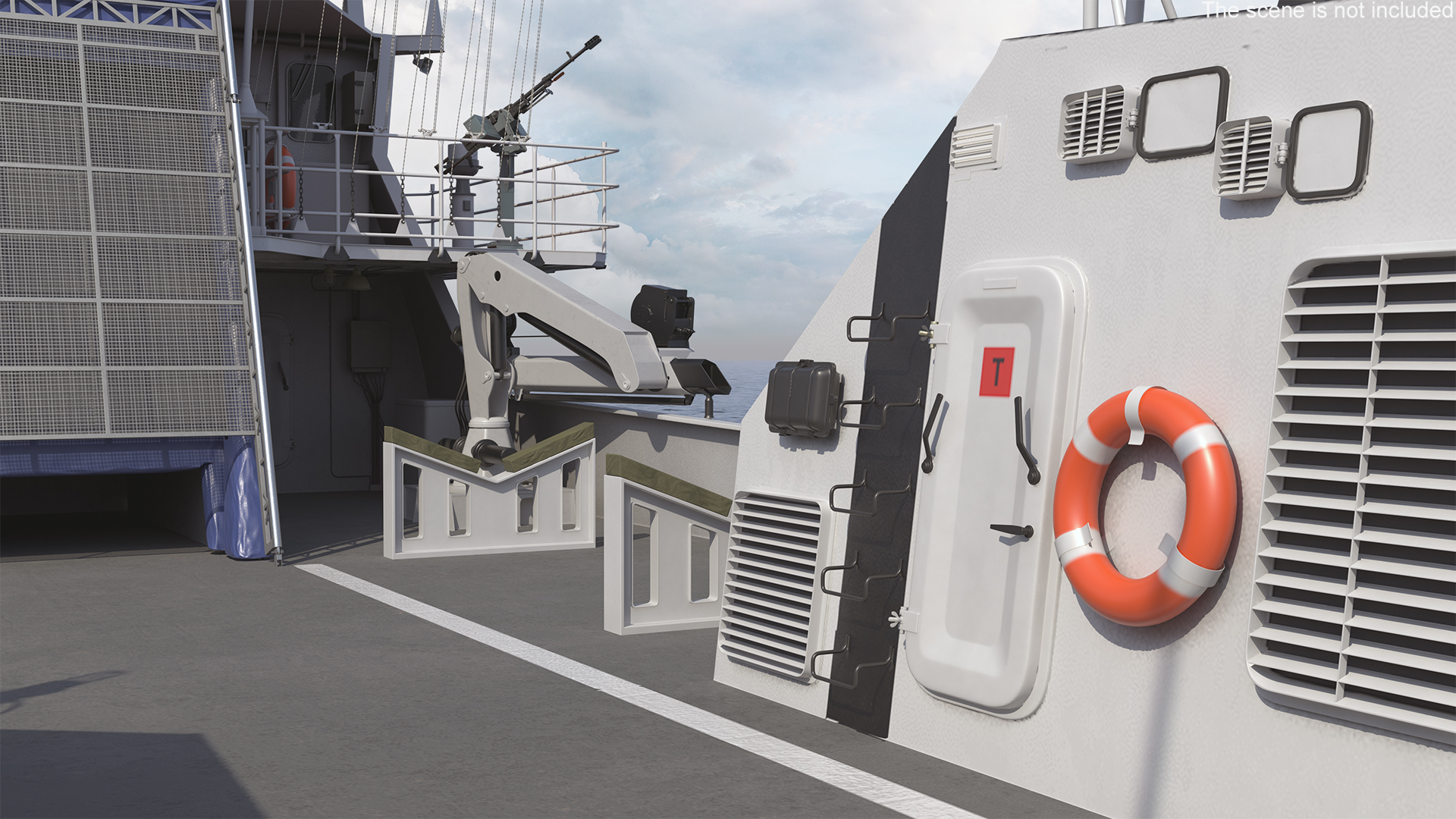 Russian Ship 22460 Okhotnik with Helicopter Rigged for Maya 3D model