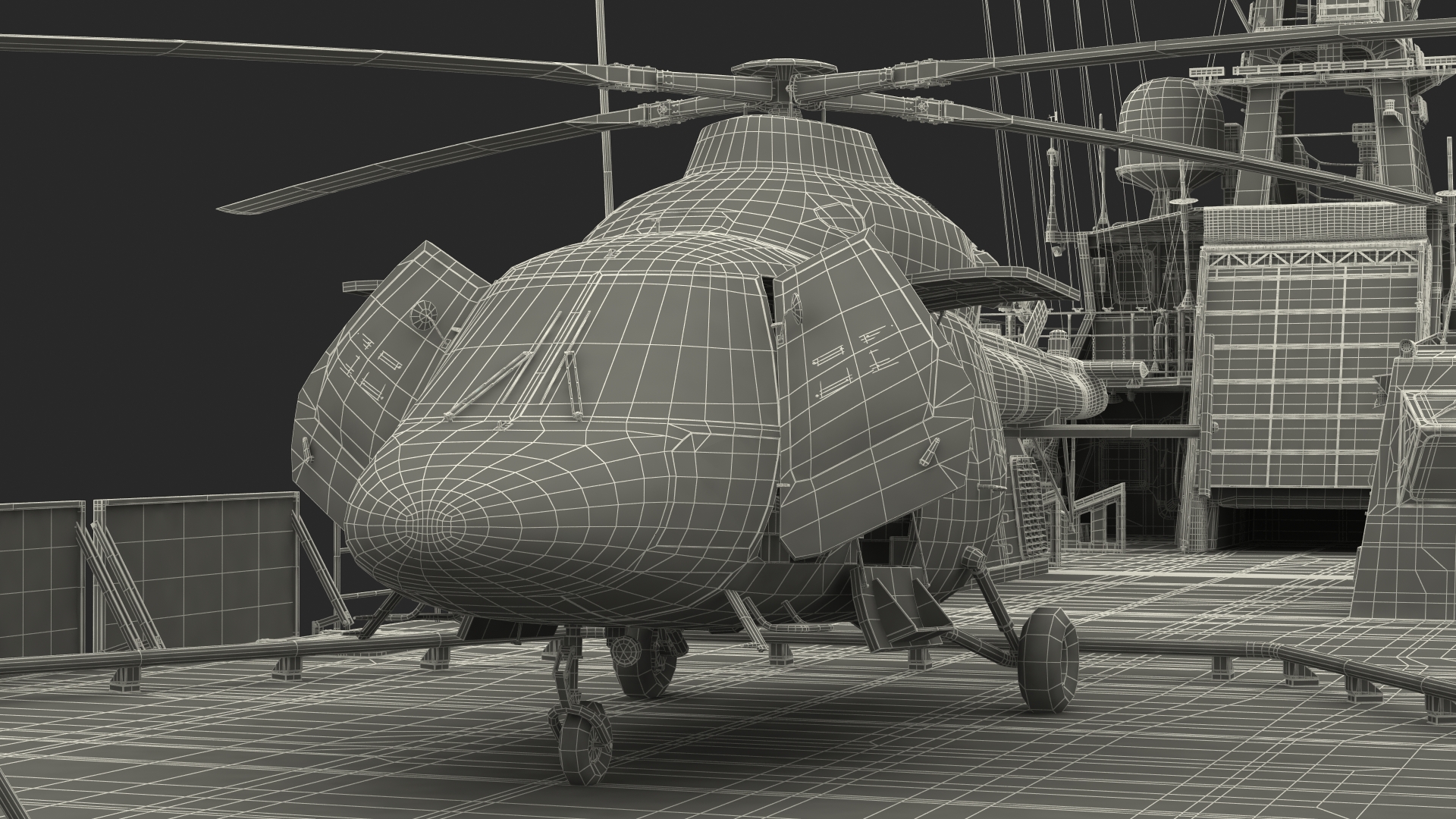 Russian Ship 22460 Okhotnik with Helicopter Rigged for Maya 3D model