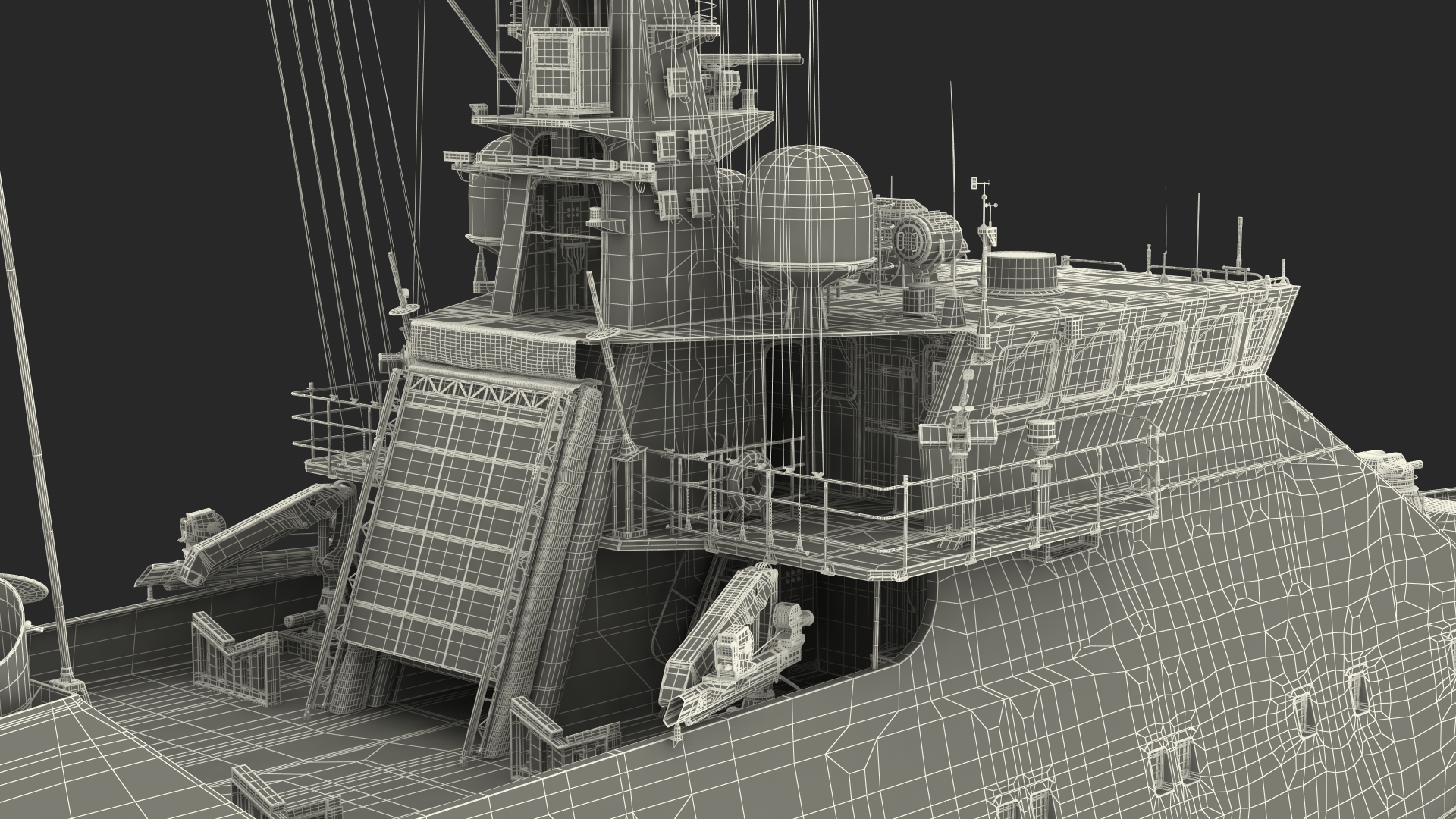 Russian Ship 22460 Okhotnik with Helicopter Rigged for Maya 3D model