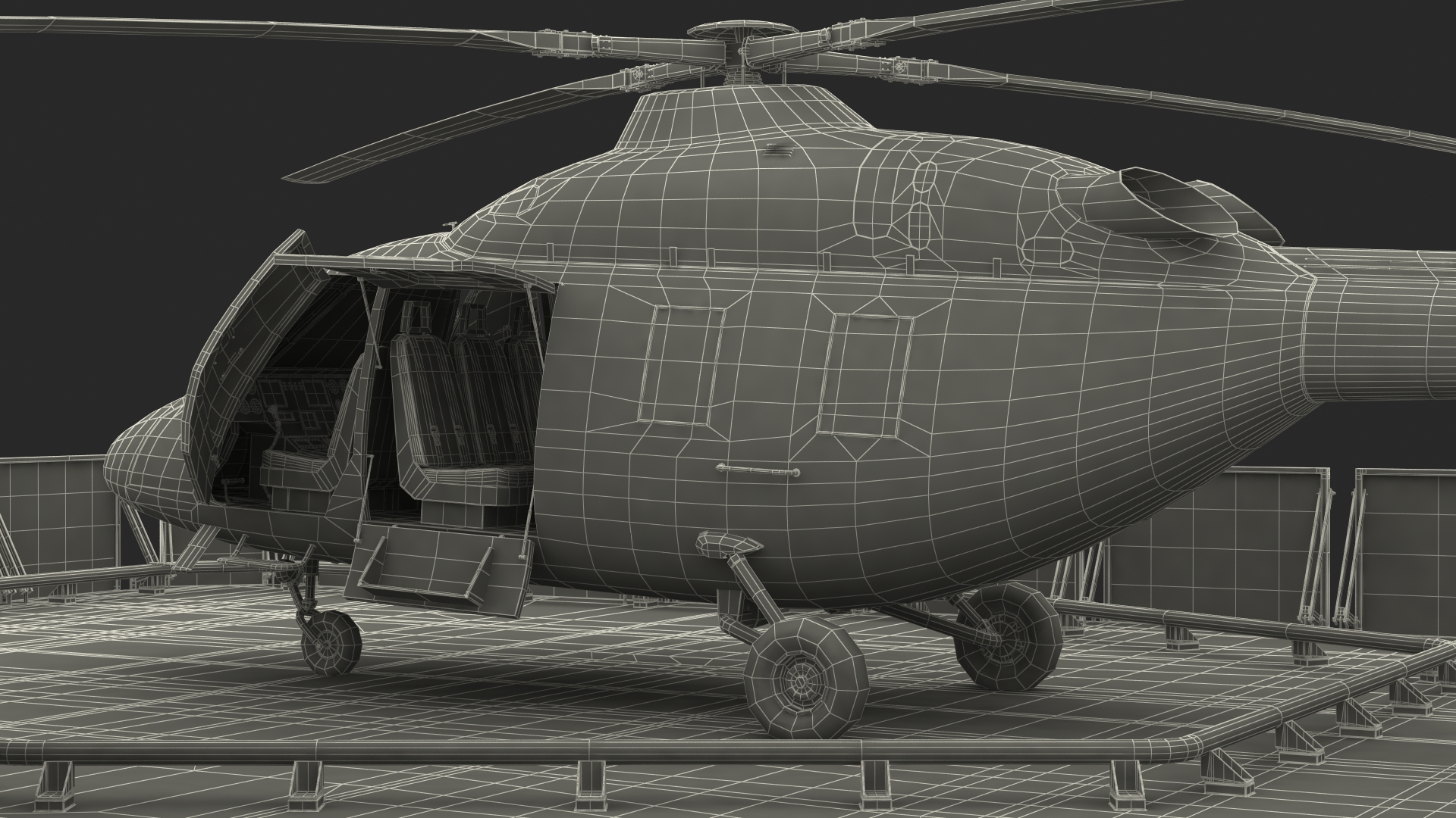 Russian Ship 22460 Okhotnik with Helicopter Rigged for Maya 3D model
