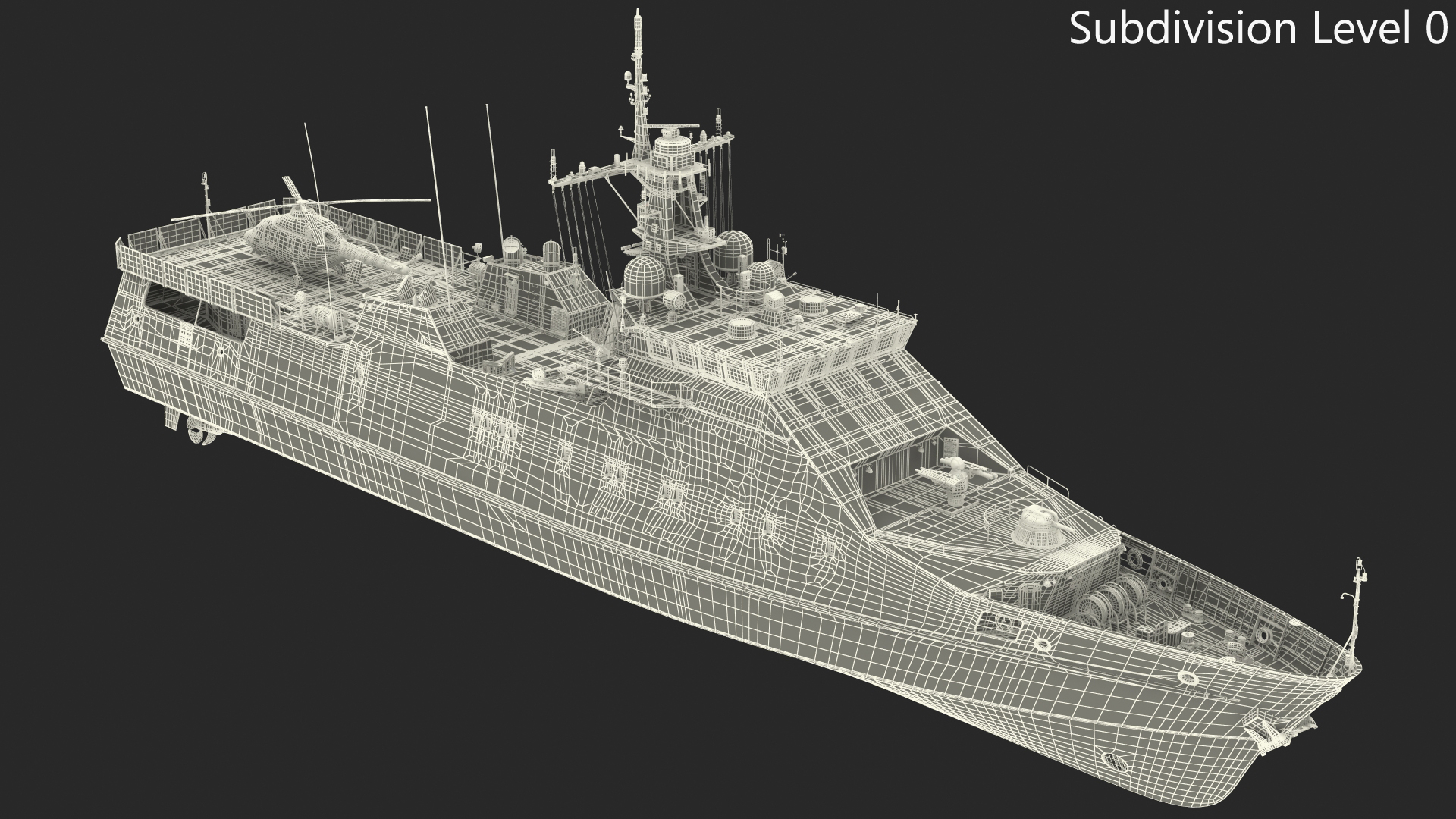 Russian Ship 22460 Okhotnik with Helicopter Rigged for Maya 3D model