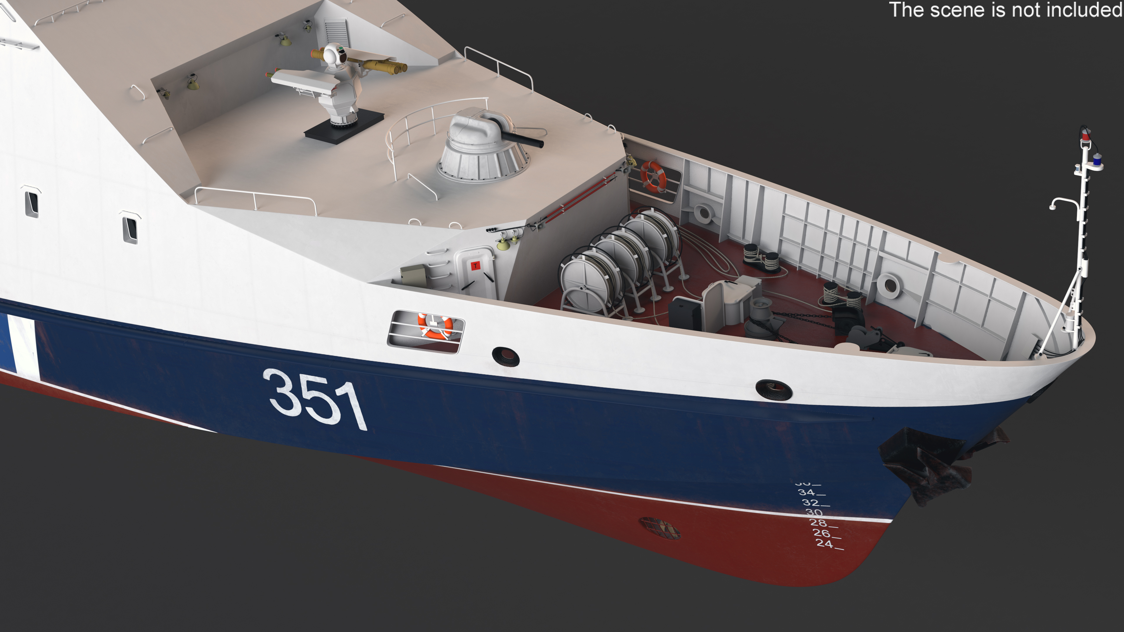 Russian Ship 22460 Okhotnik with Helicopter Rigged for Maya 3D model