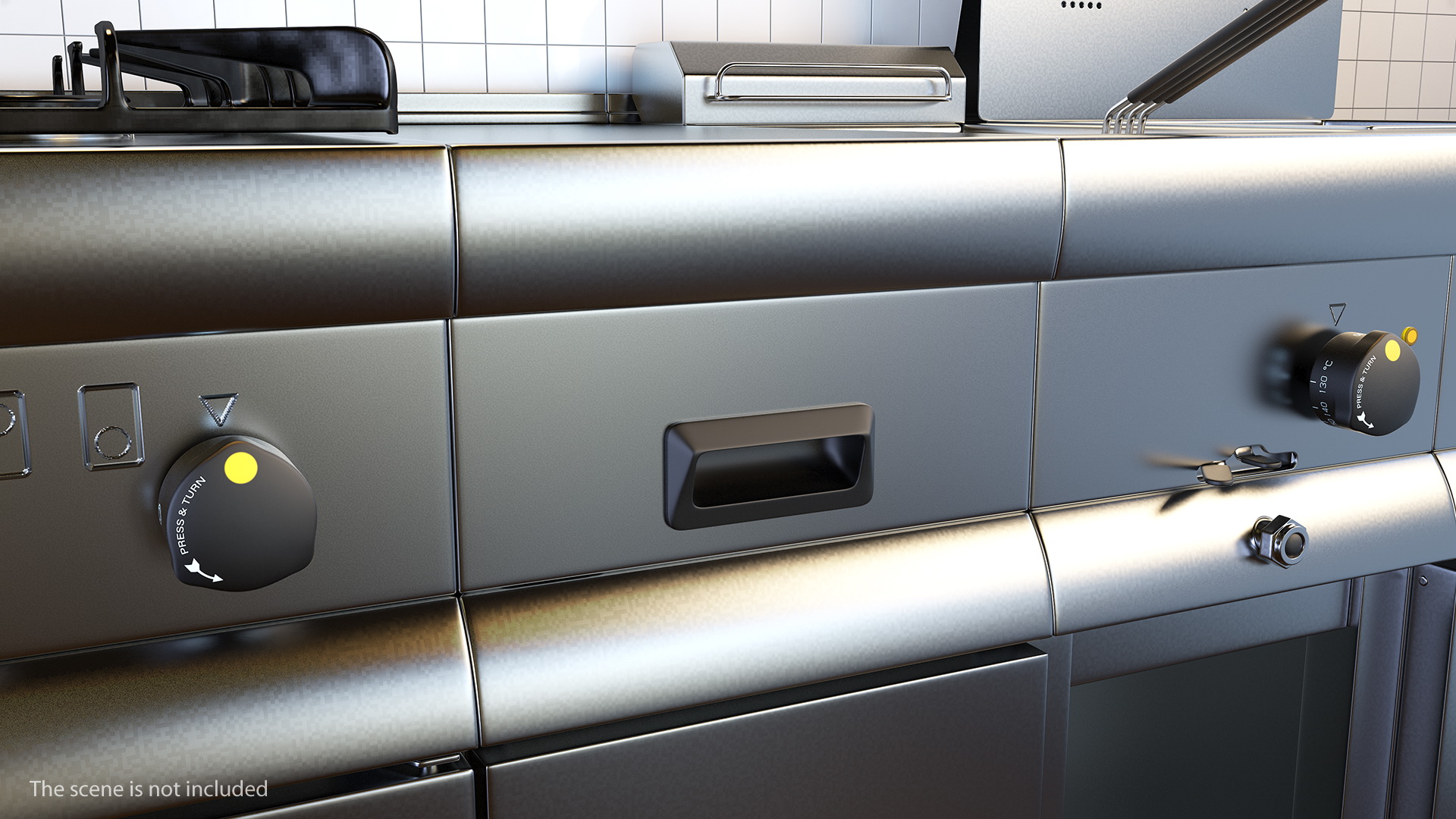 3D model Inox Worktop with Drawers