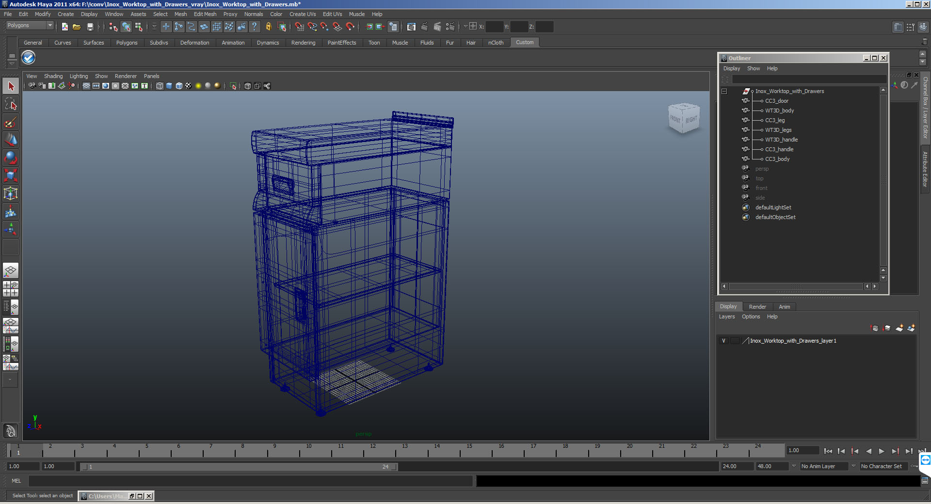 3D model Inox Worktop with Drawers