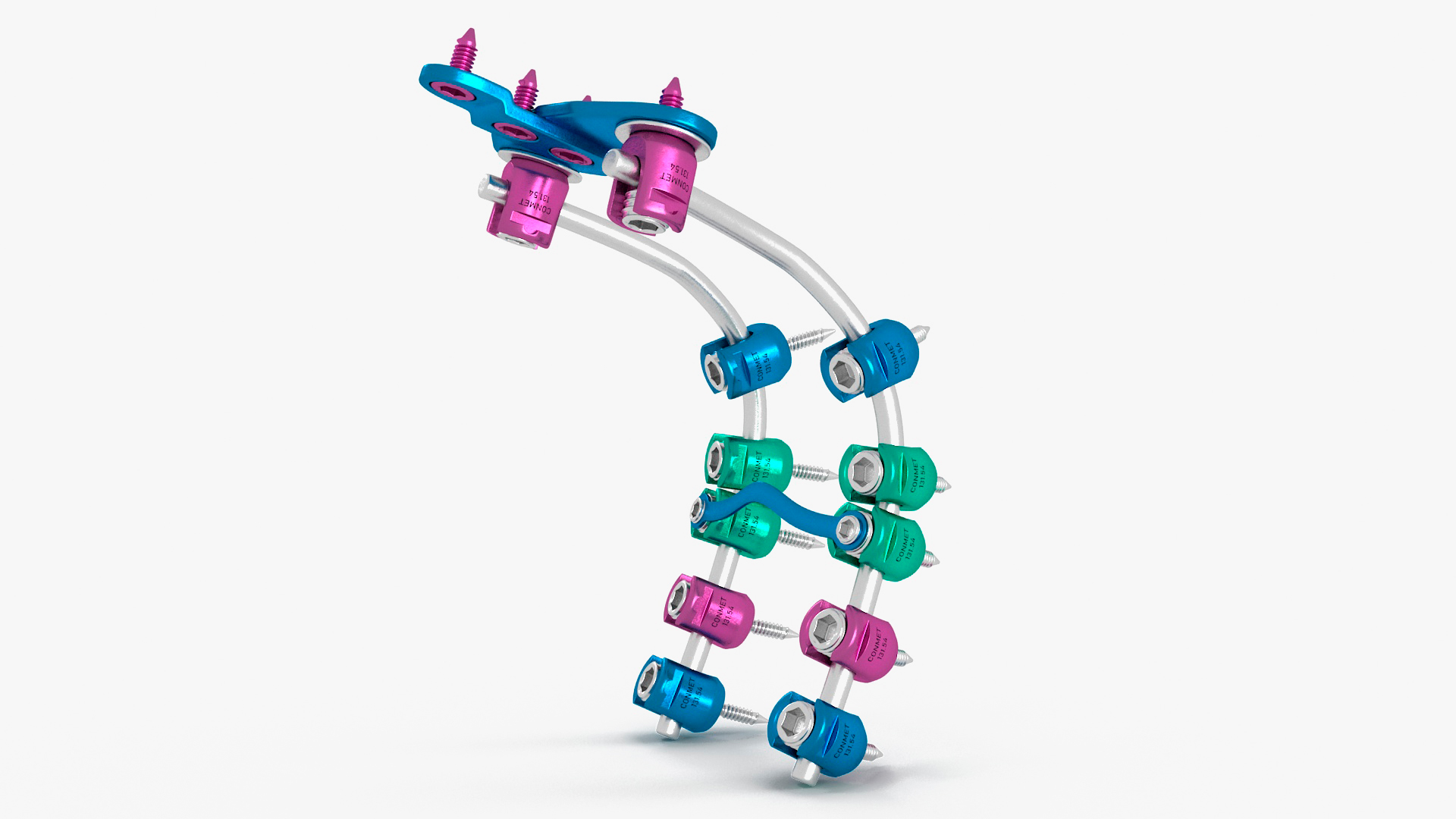 3D Posterior Cervical Spine Fixation System Colored model
