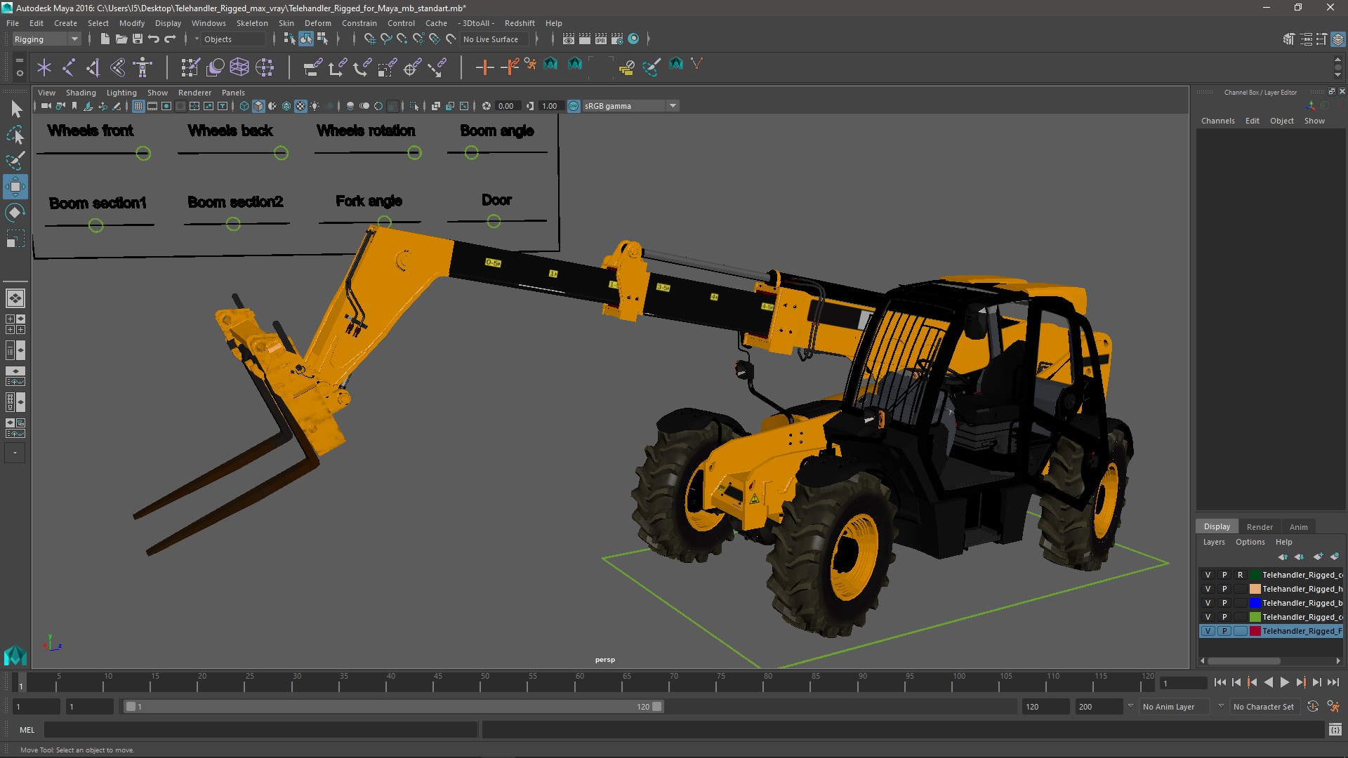 Telehandler Rigged for Maya 3D