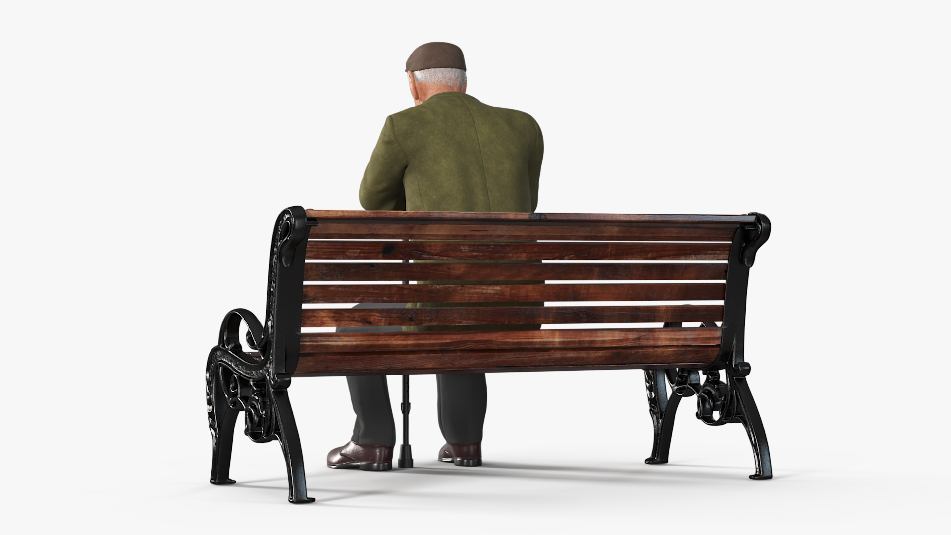 Old Man Sitting on Bench 3D model
