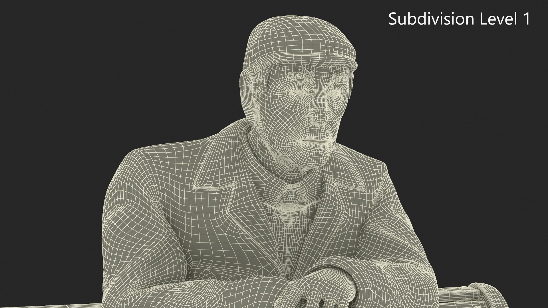 Old Man Sitting on Bench 3D model