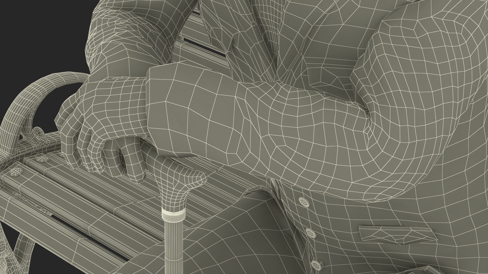 Old Man Sitting on Bench 3D model