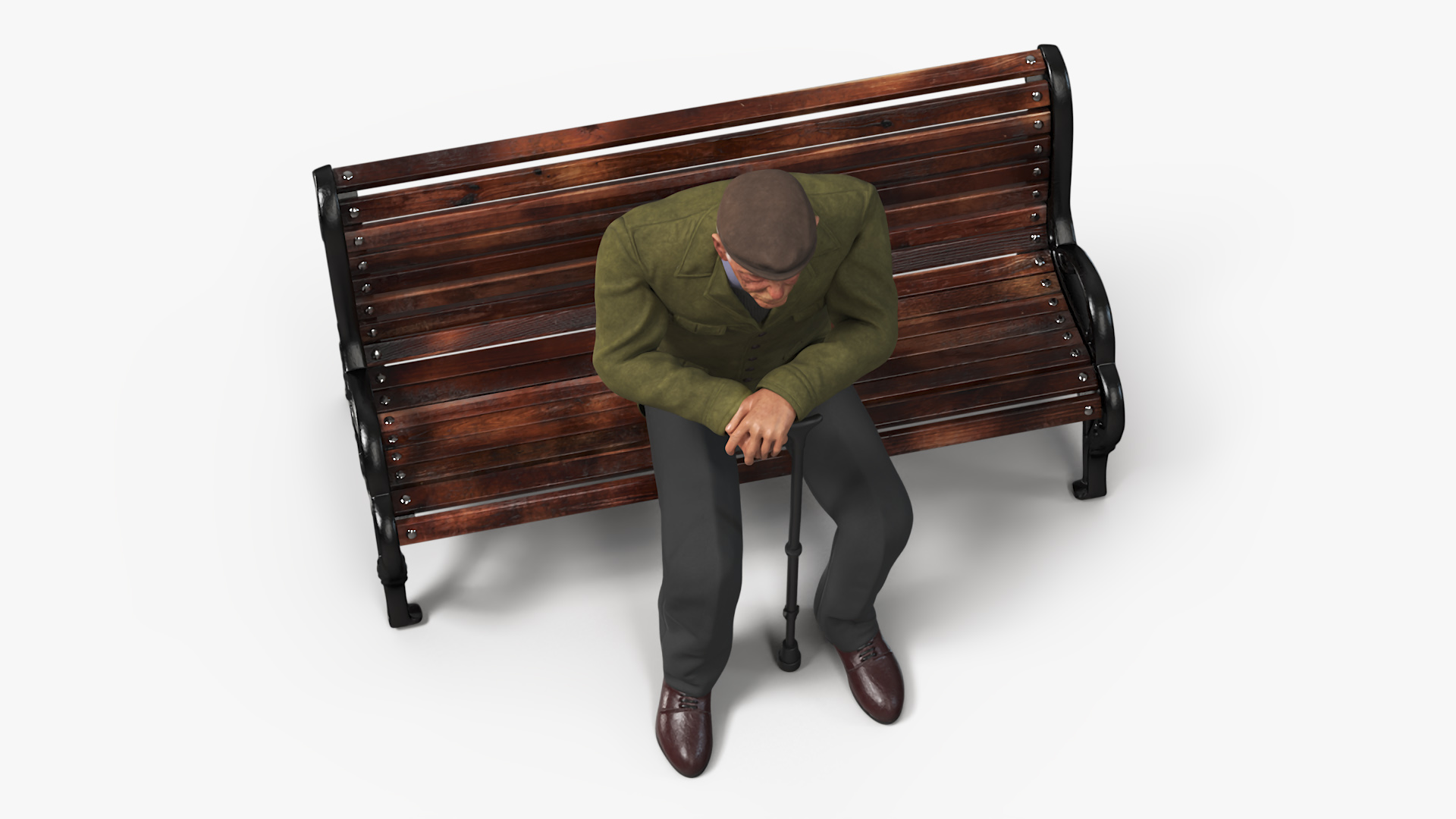 Old Man Sitting on Bench 3D model