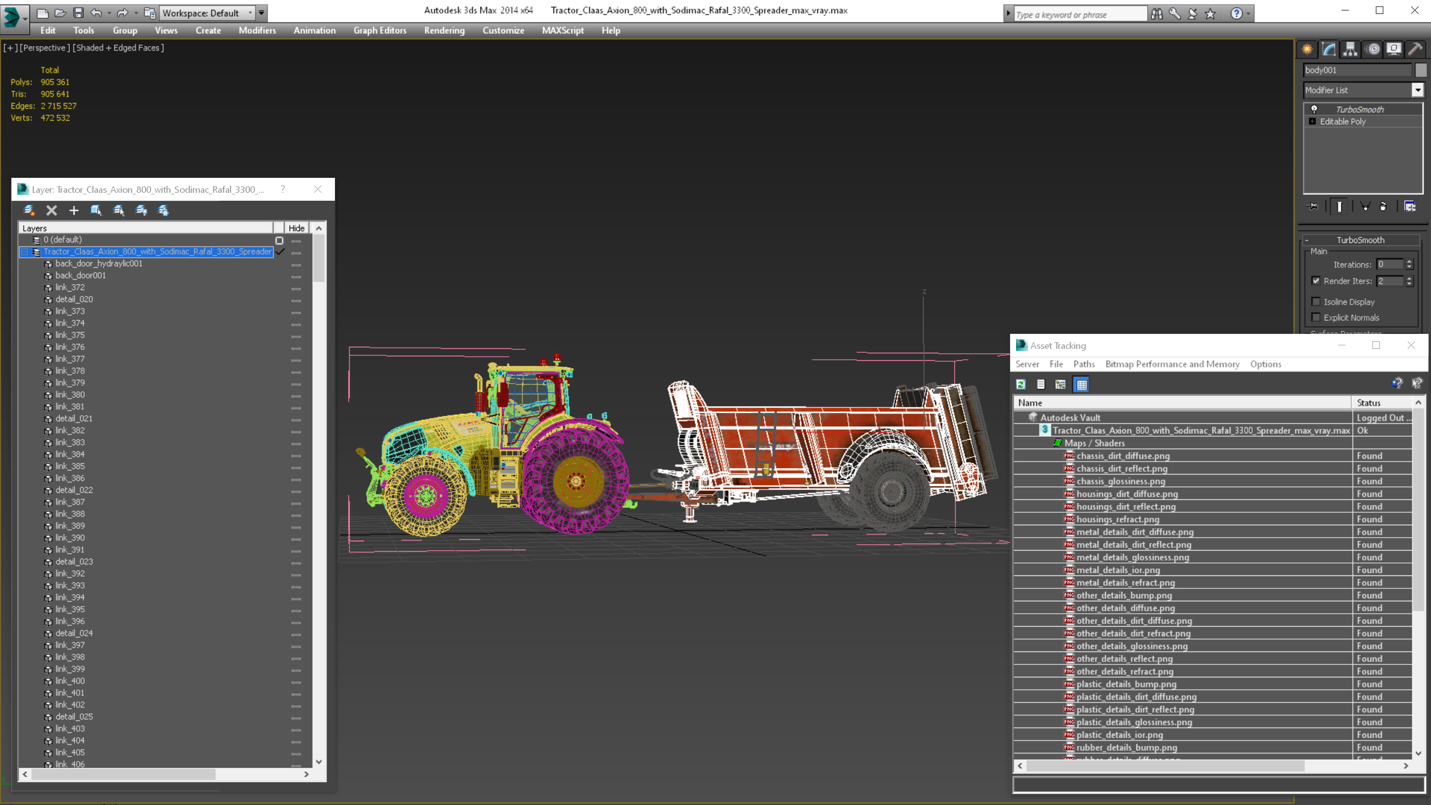 3D Tractor Claas Axion 800 with Sodimac Rafal 3300 Spreader