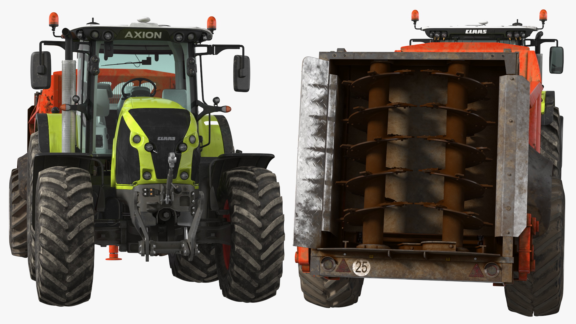 3D Tractor Claas Axion 800 with Sodimac Rafal 3300 Spreader