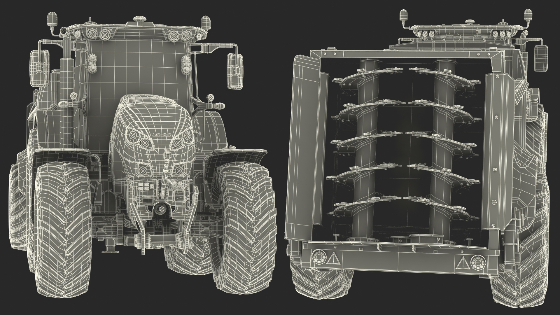 3D Tractor Claas Axion 800 with Sodimac Rafal 3300 Spreader