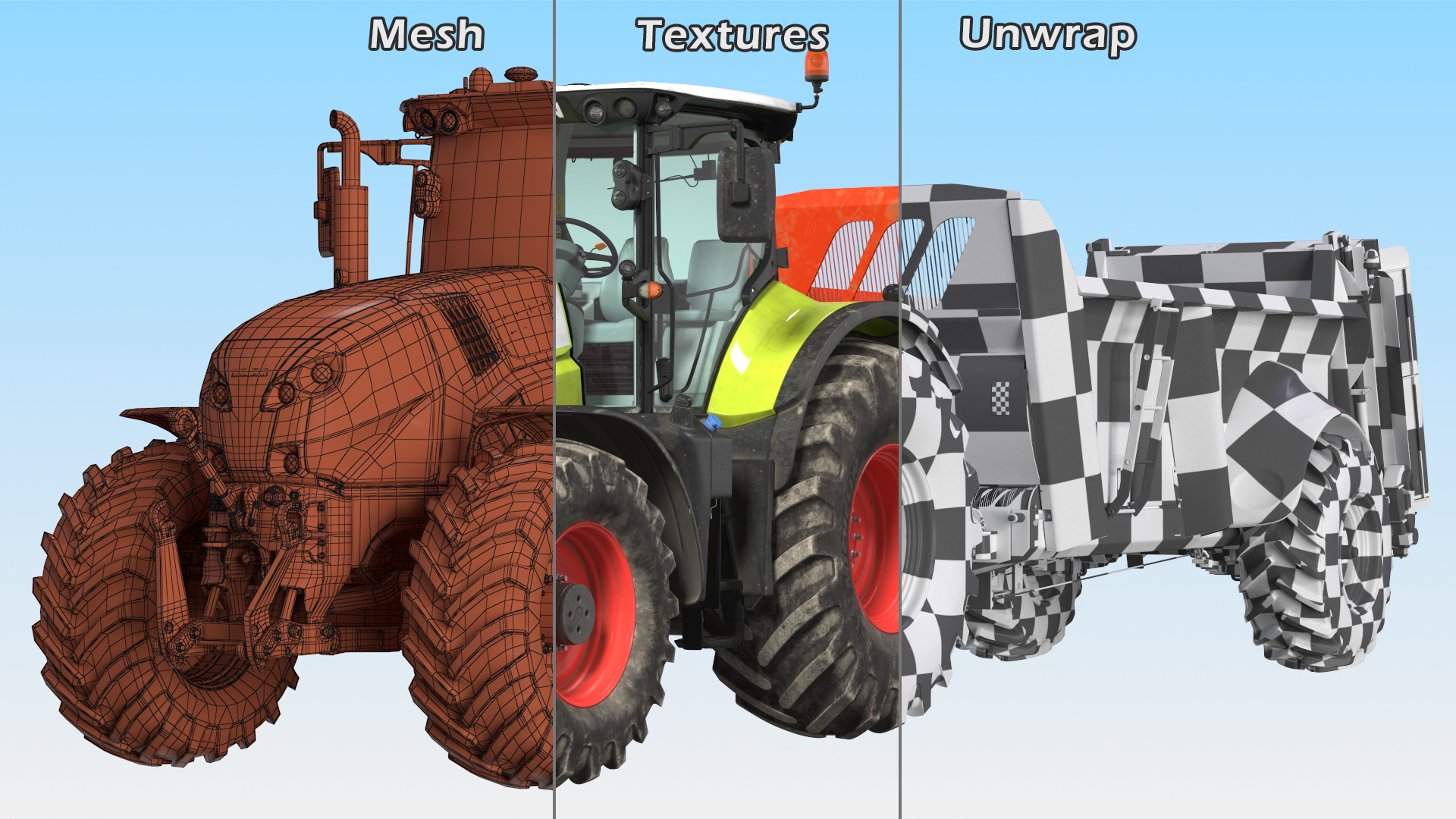 3D Tractor Claas Axion 800 with Sodimac Rafal 3300 Spreader