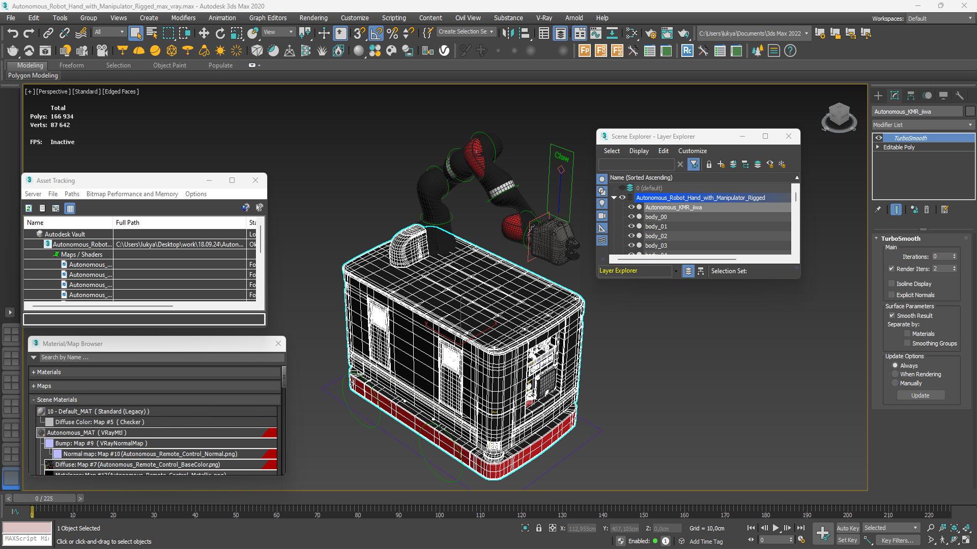 Autonomous Robot Hand with Manipulator Rigged for Maya 3D model