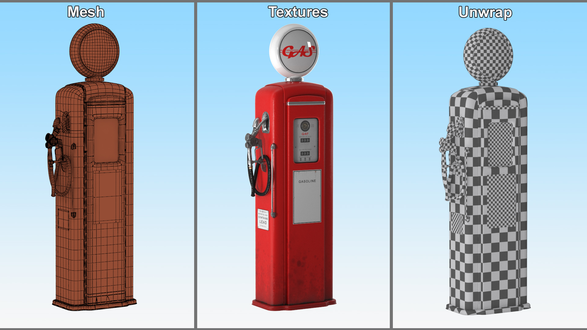 3D Vintage Gas Pump