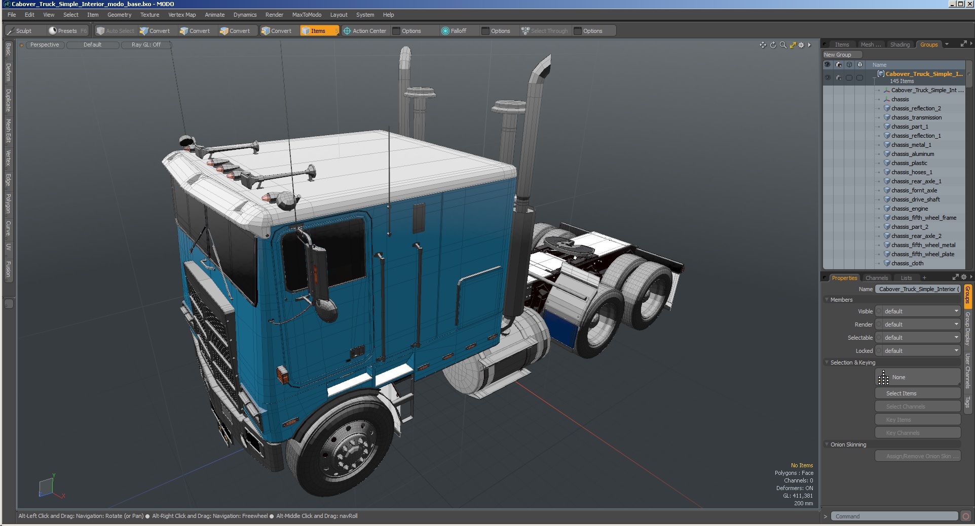 Cabover Truck Simple Interior 3D model