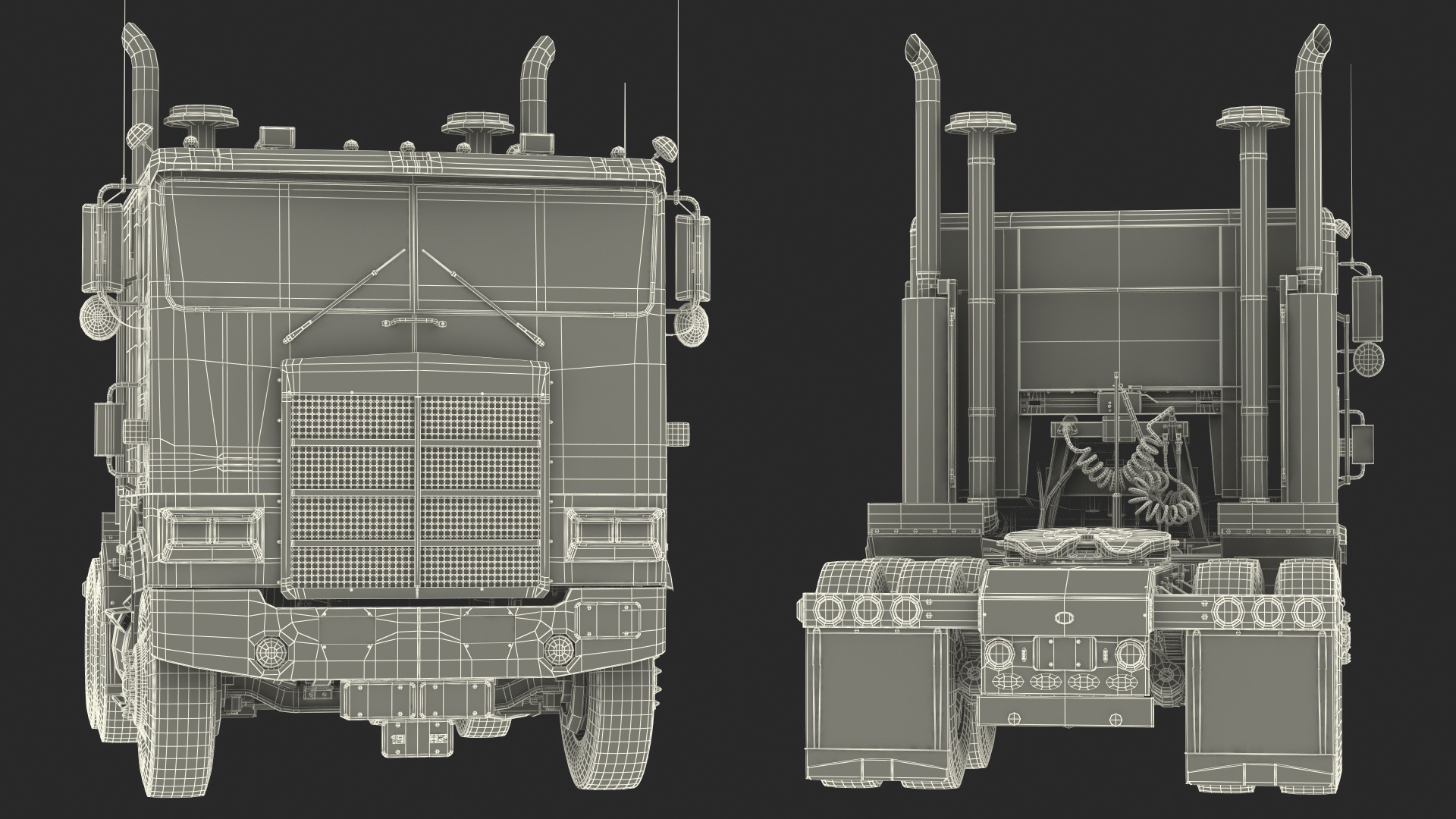 Cabover Truck Simple Interior 3D model