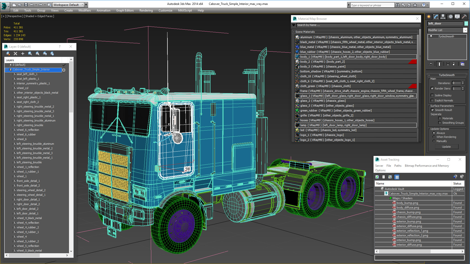 Cabover Truck Simple Interior 3D model