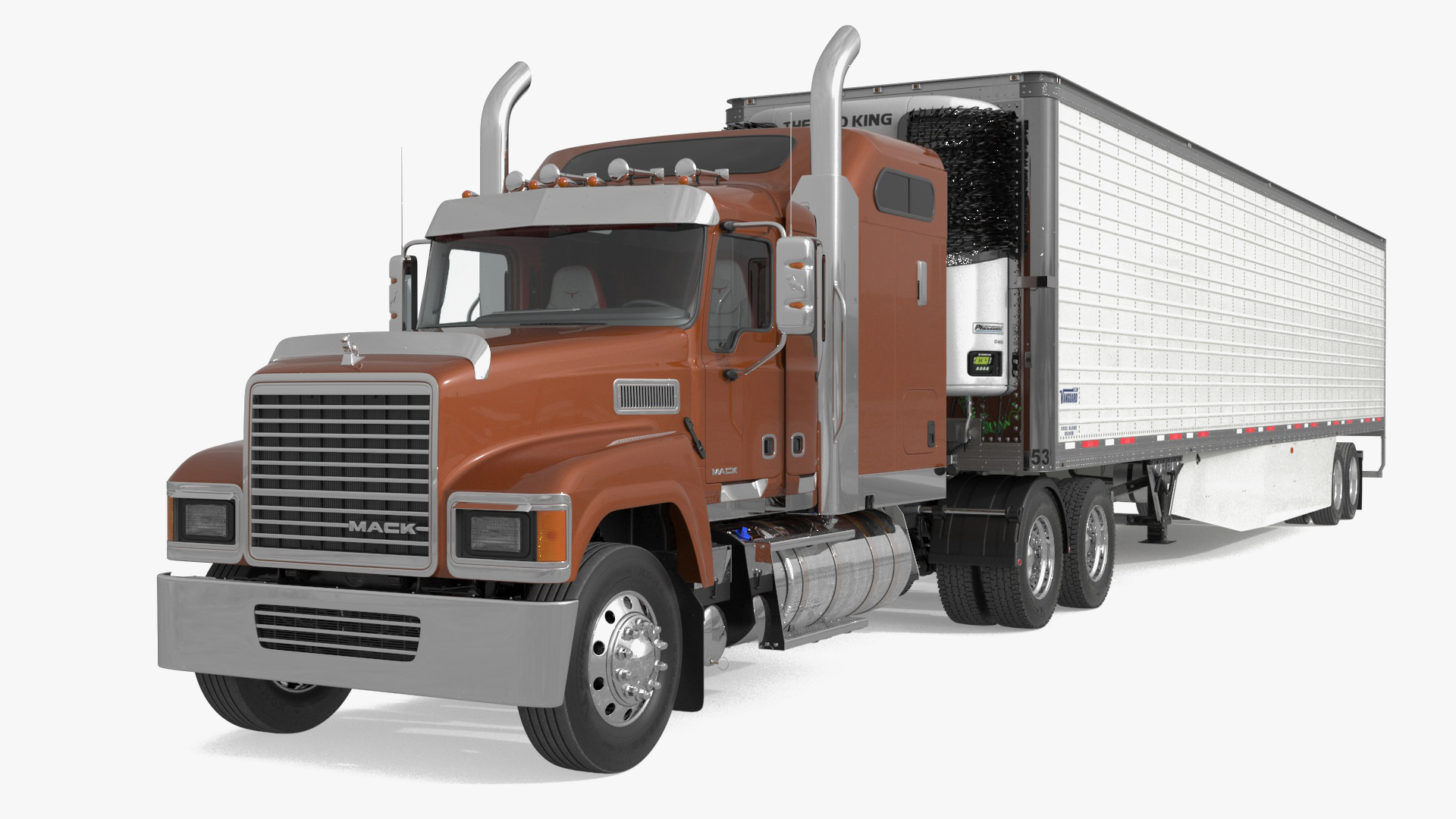 Mack CHU613 Truck with Vanguard Reefer Semi Trailer Refrigerator 3D model