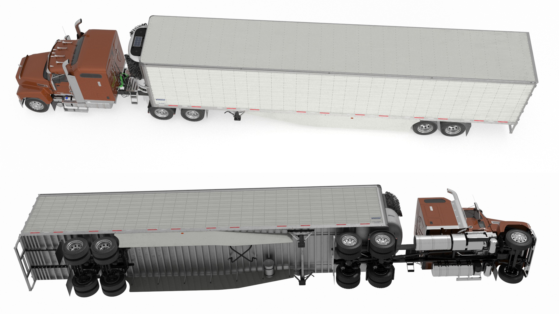 Mack CHU613 Truck with Vanguard Reefer Semi Trailer Refrigerator 3D model