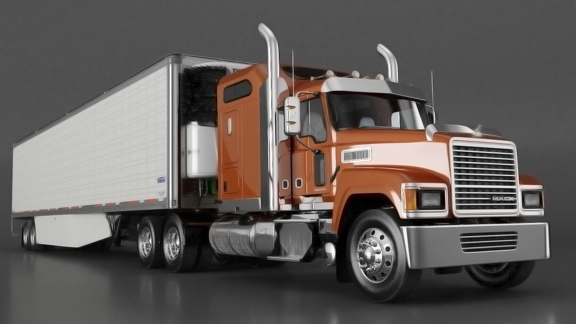 Mack CHU613 Truck with Vanguard Reefer Semi Trailer Refrigerator 3D model