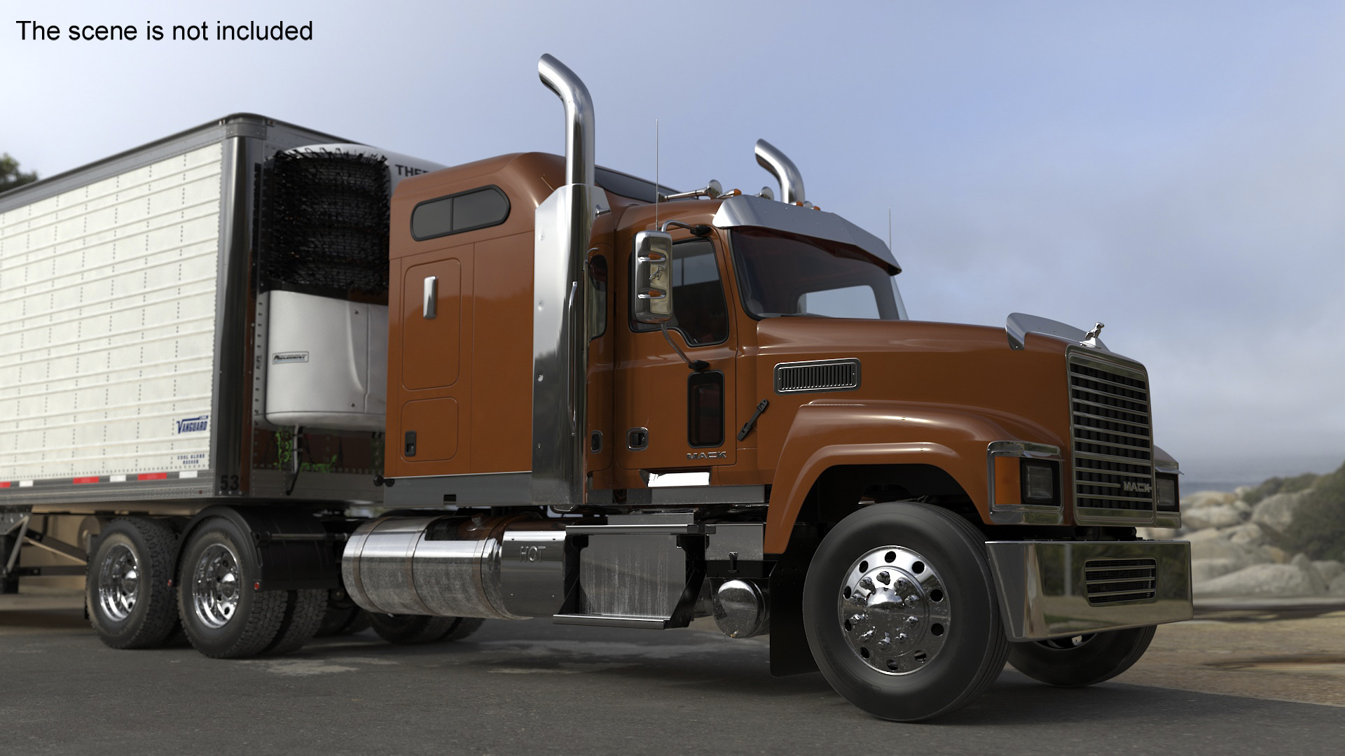 Mack CHU613 Truck with Vanguard Reefer Semi Trailer Refrigerator 3D model