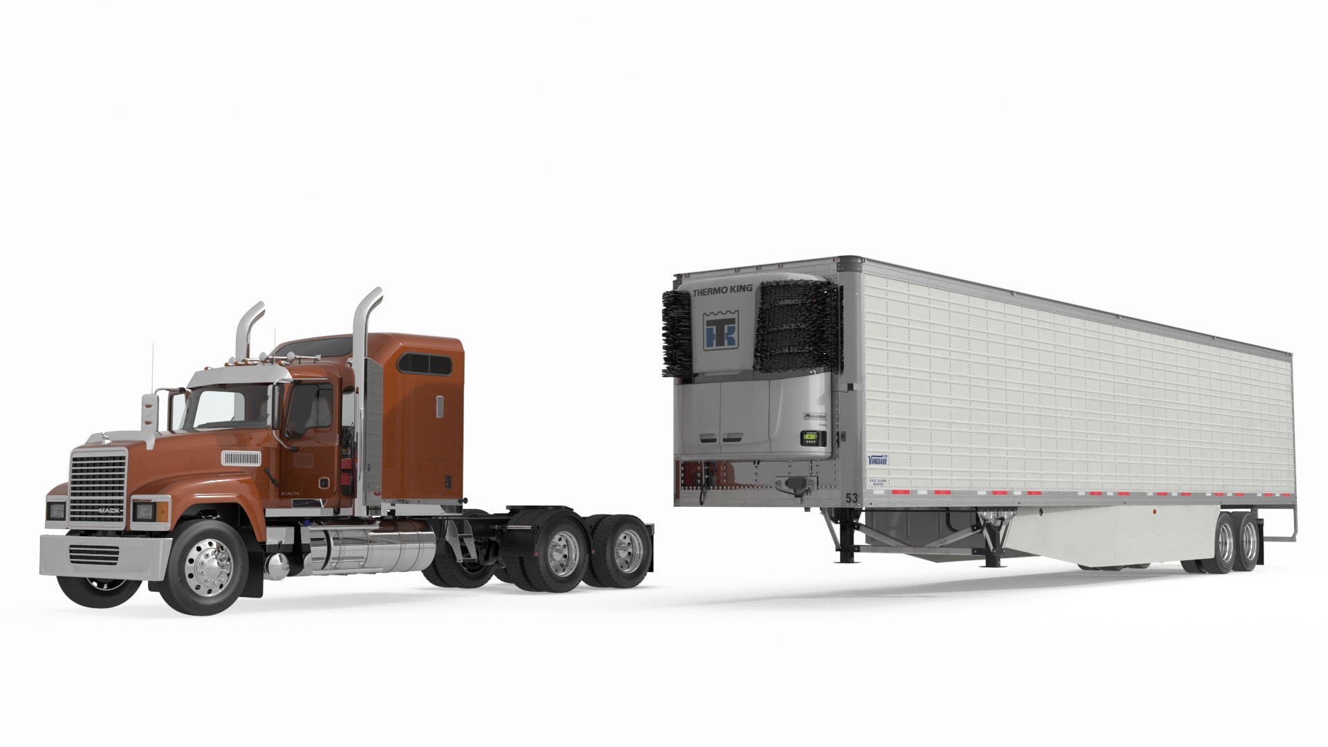 Mack CHU613 Truck with Vanguard Reefer Semi Trailer Refrigerator 3D model