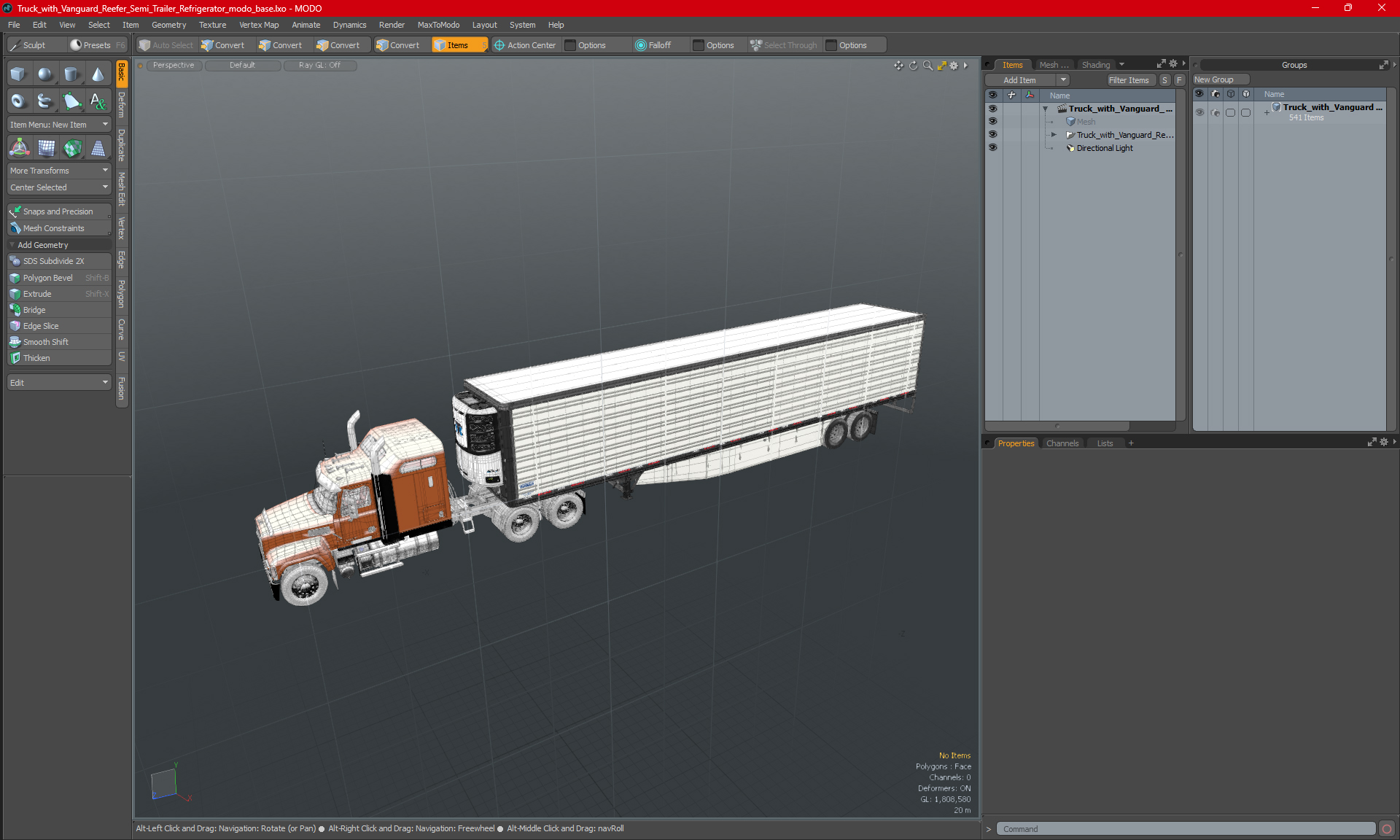 Mack CHU613 Truck with Vanguard Reefer Semi Trailer Refrigerator 3D model