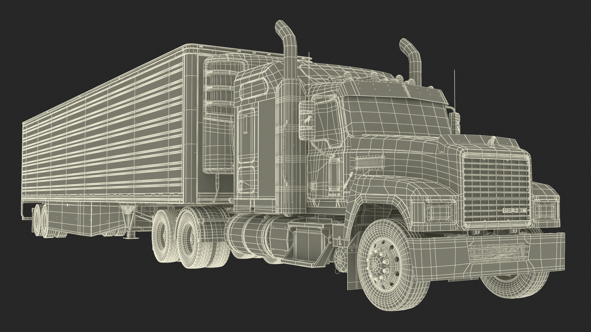 Mack CHU613 Truck with Vanguard Reefer Semi Trailer Refrigerator 3D model