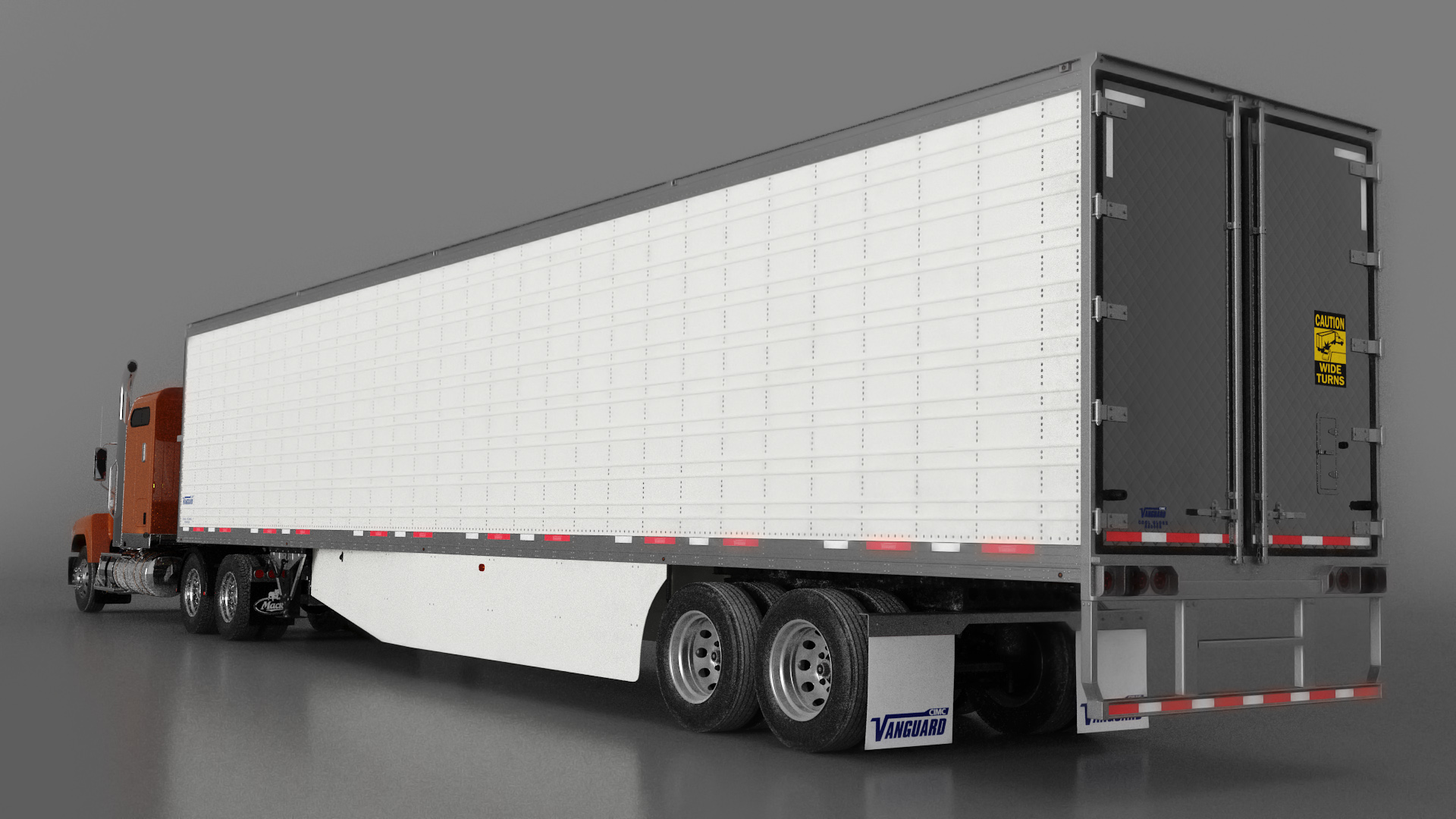 Mack CHU613 Truck with Vanguard Reefer Semi Trailer Refrigerator 3D model