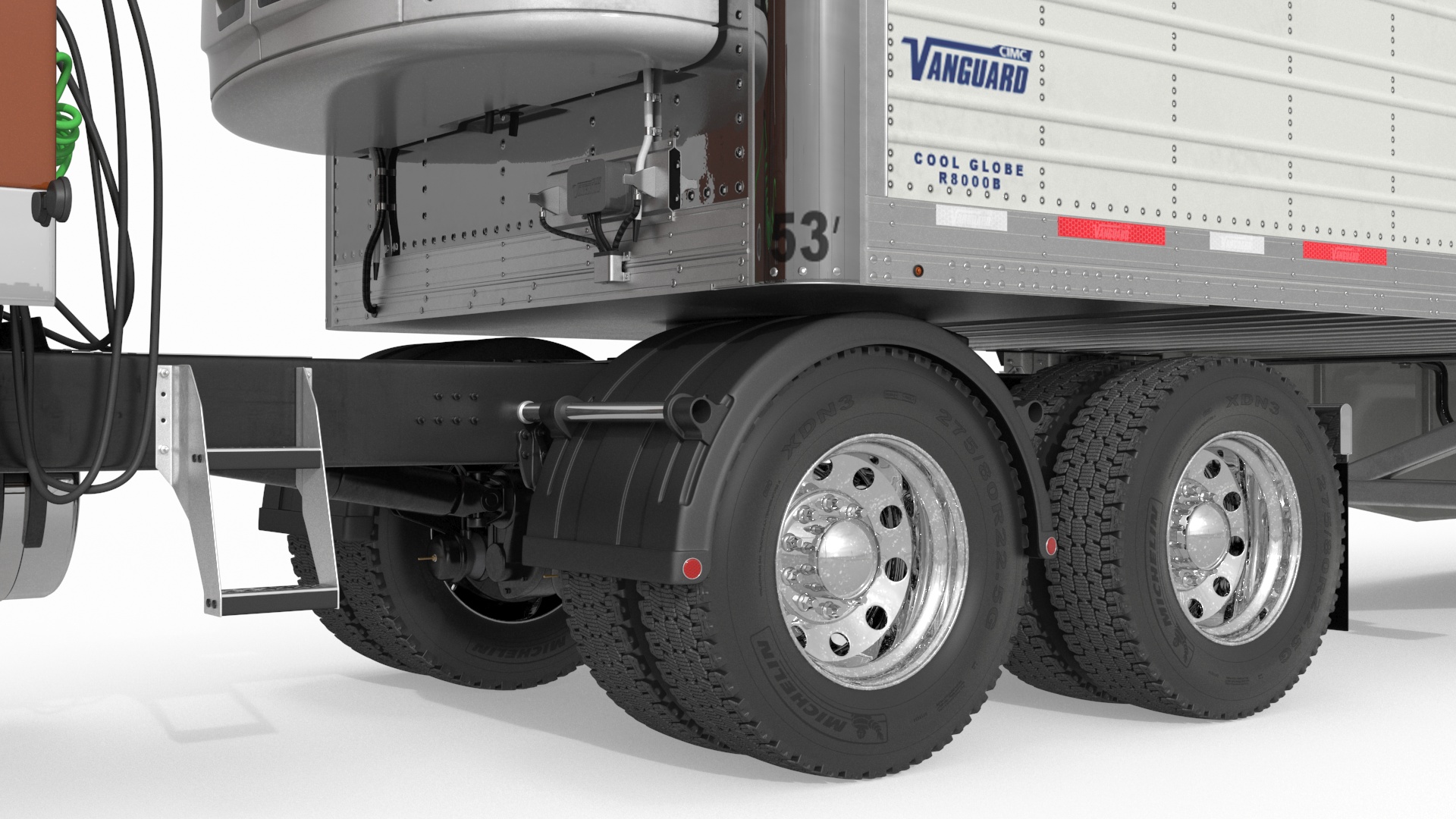 Mack CHU613 Truck with Vanguard Reefer Semi Trailer Refrigerator 3D model
