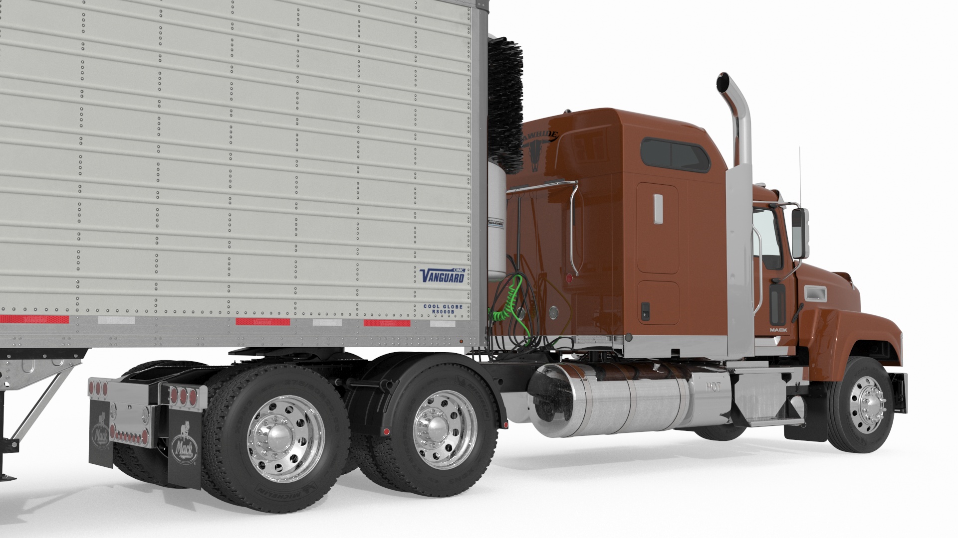 Mack CHU613 Truck with Vanguard Reefer Semi Trailer Refrigerator 3D model