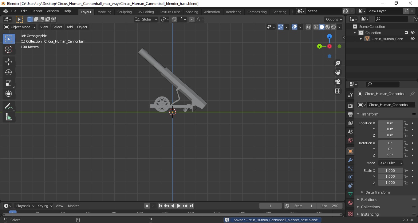 3D Circus Human Cannonball model