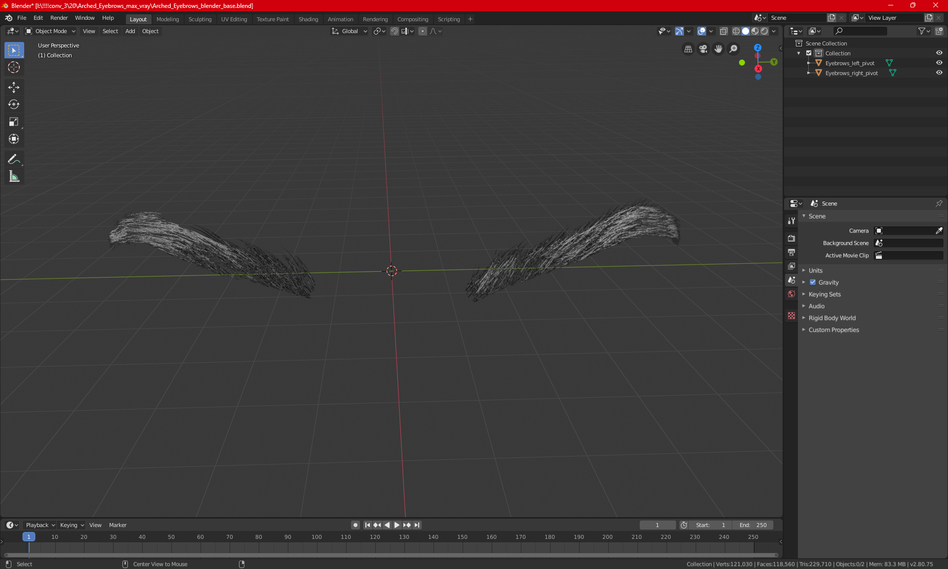 3D model Arched Eyebrows