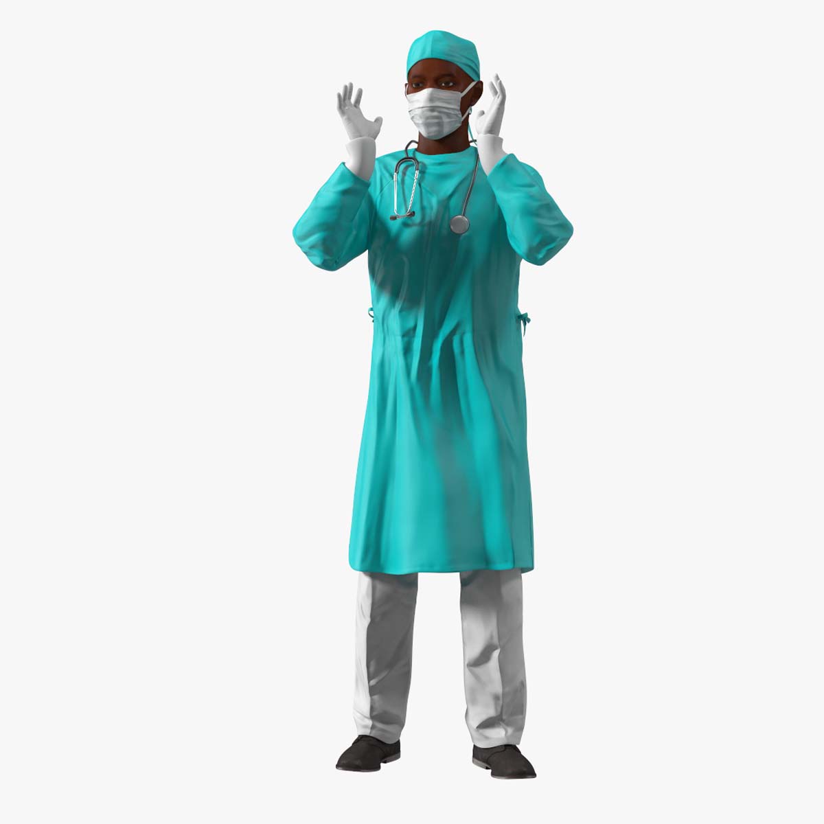 African Black Male Doctor in Face Mask Rigged for Maya 3D model
