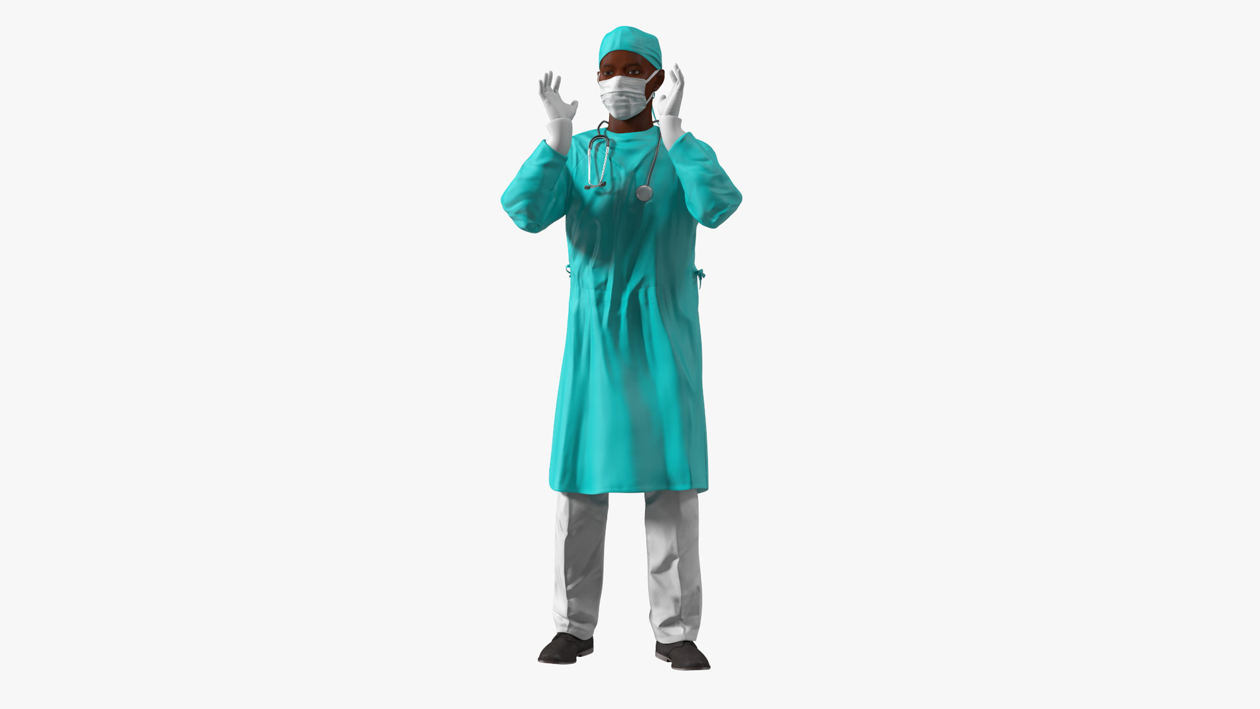 African Black Male Doctor in Face Mask Rigged for Maya 3D model
