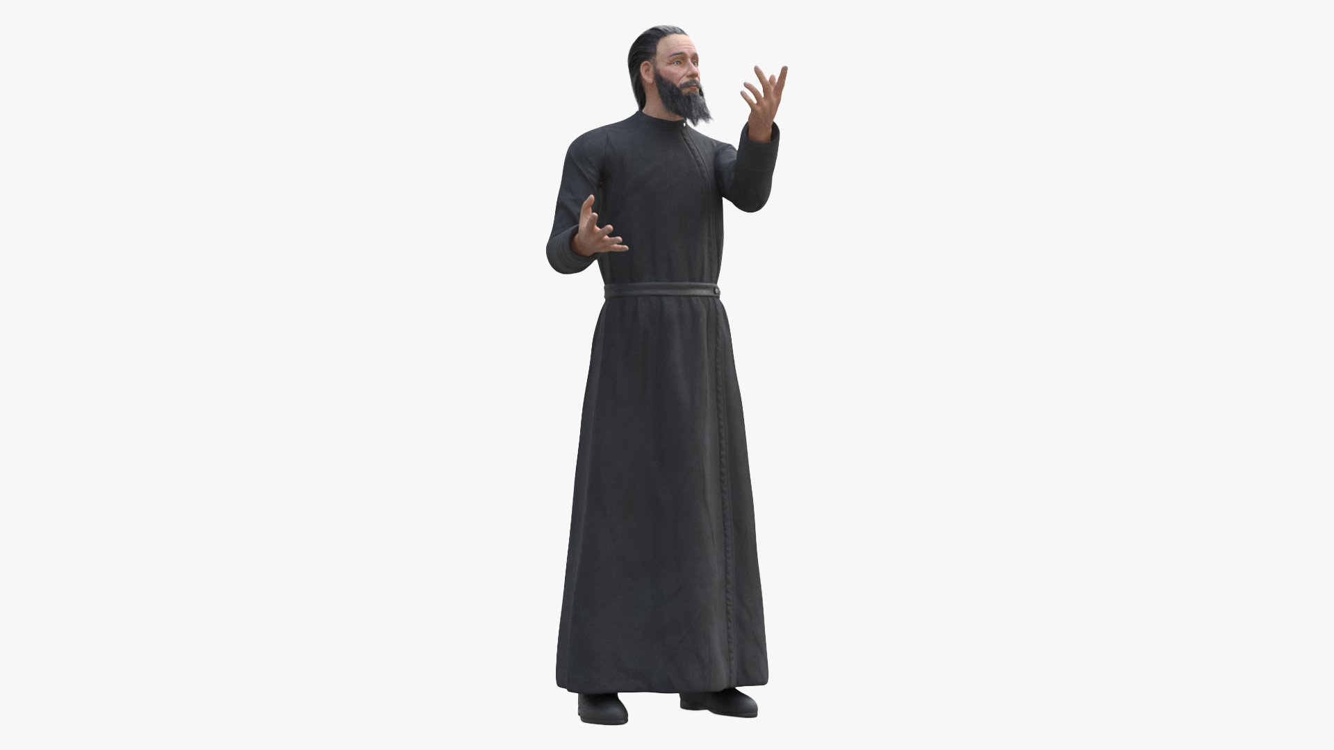 Orthodox Church Monk Wearing Robe Rigged for Cinema 4D 3D model