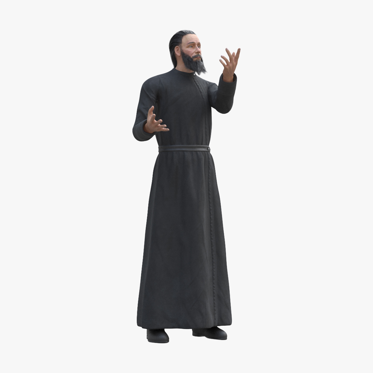 Orthodox Church Monk Wearing Robe Rigged for Cinema 4D 3D model