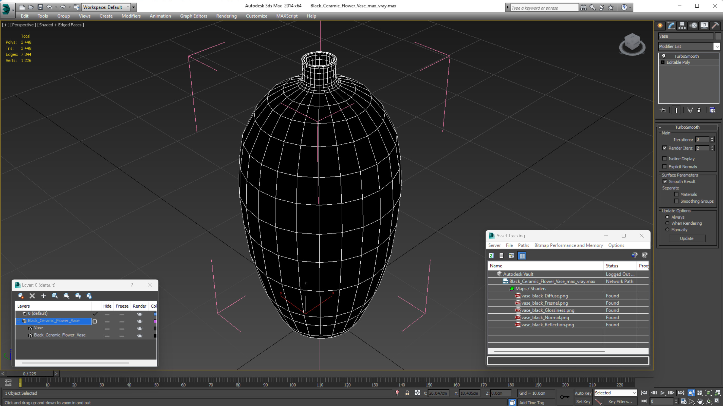 3D model Black Ceramic Flower Vase