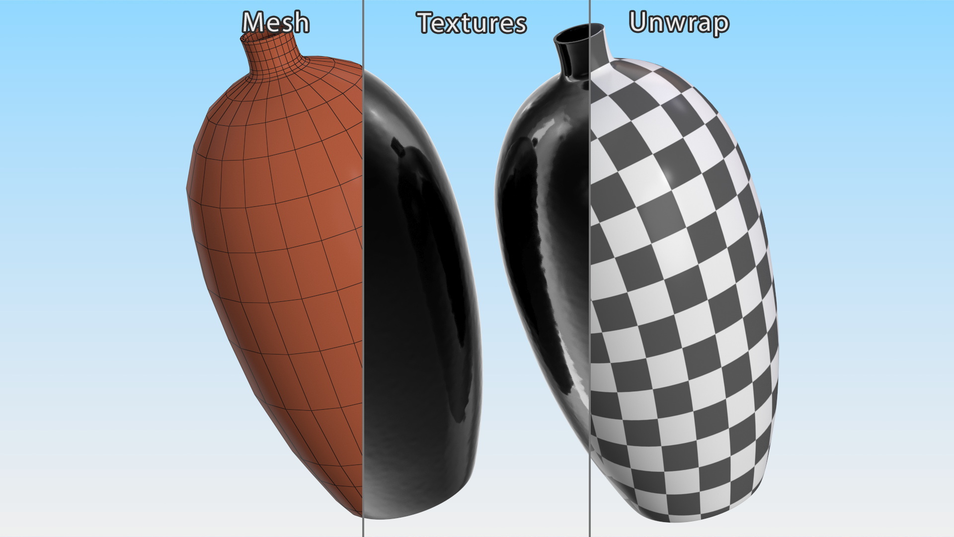 3D model Black Ceramic Flower Vase