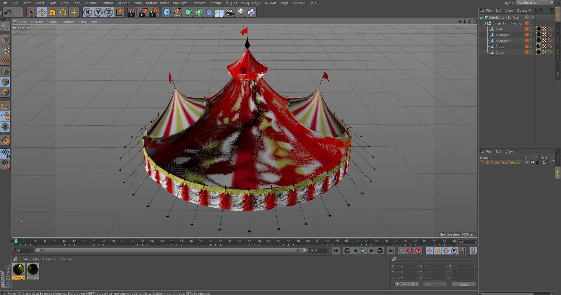 3D model Circus Tent Tricolor