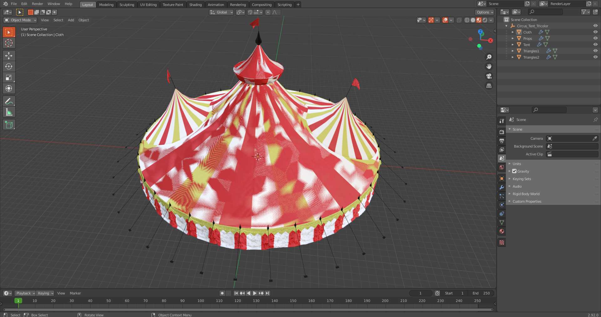 3D model Circus Tent Tricolor