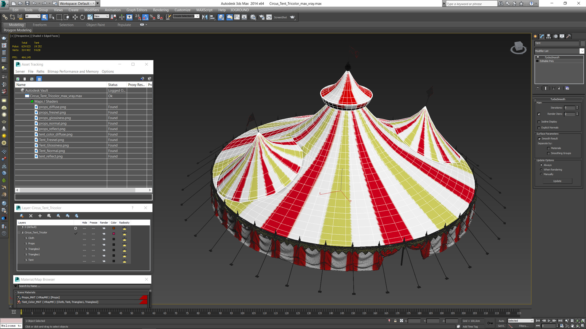 3D model Circus Tent Tricolor