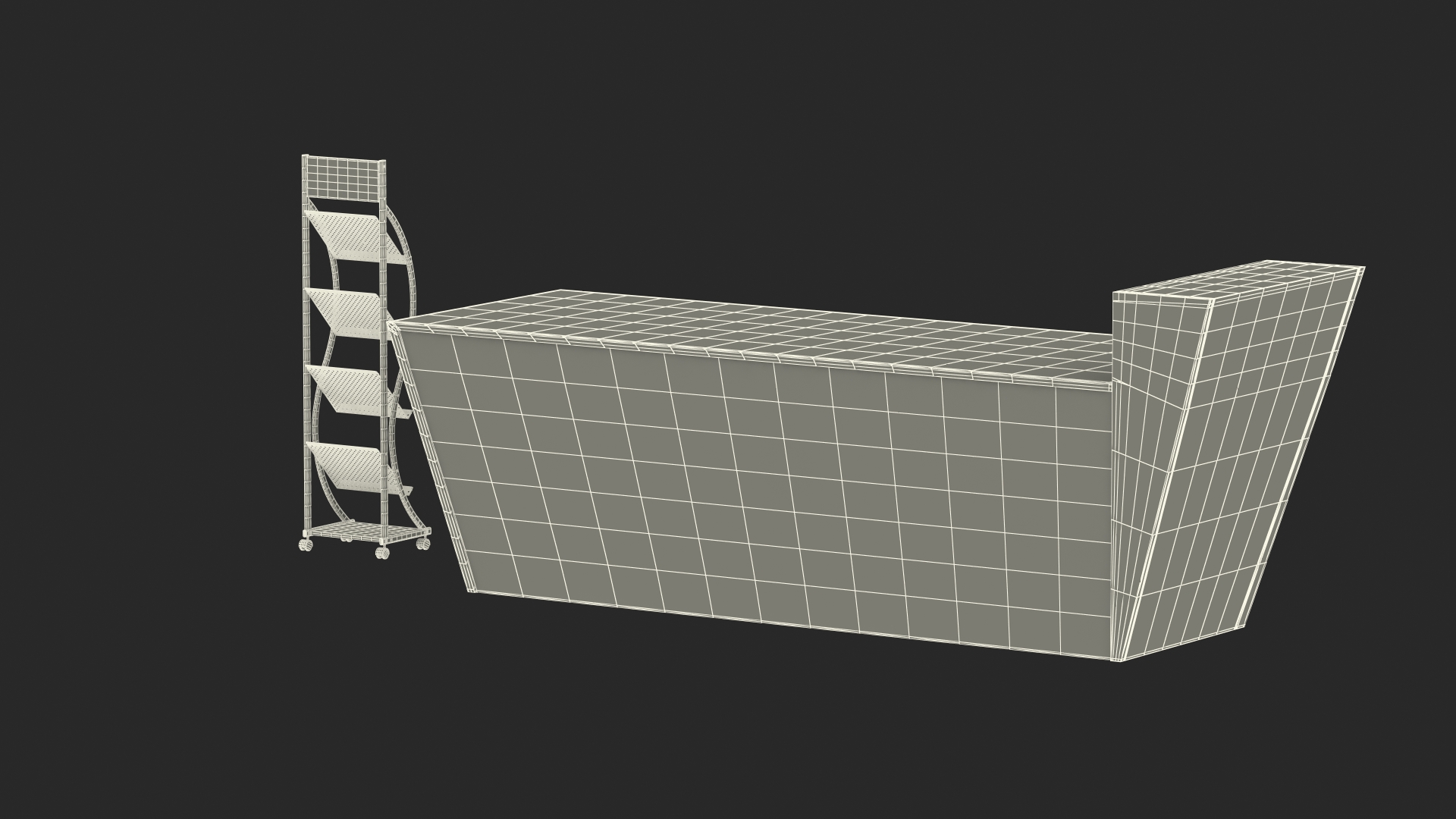 3D Reception with Magazine Rack Mockup Black