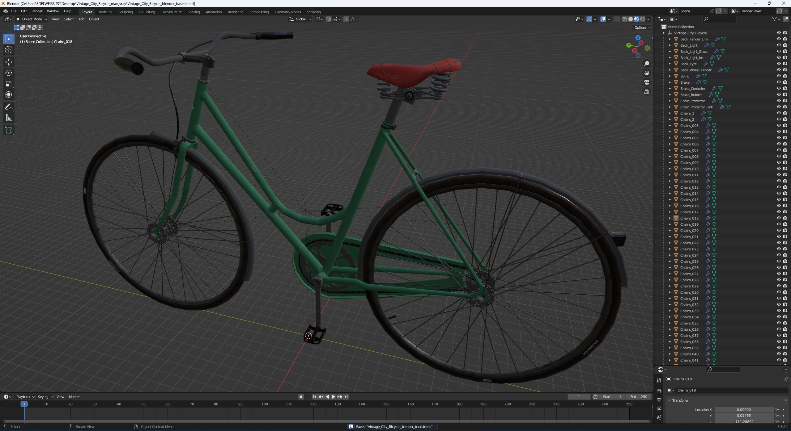 3D model Vintage City Bicycle