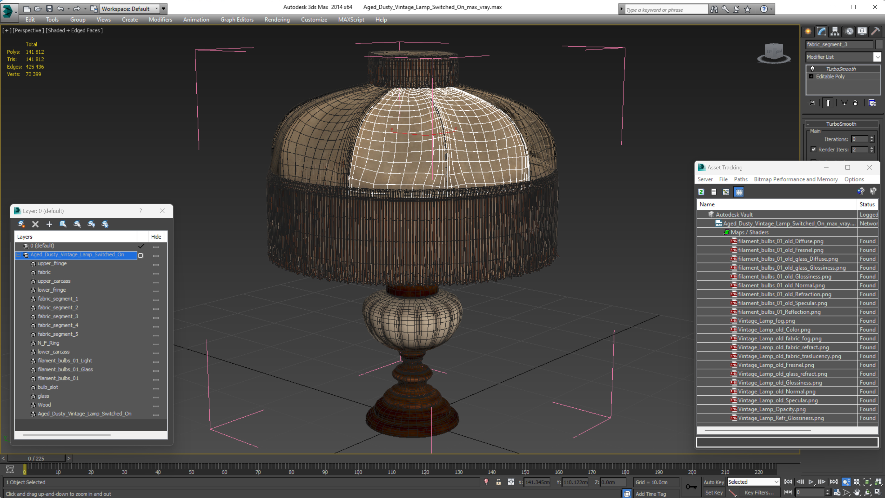 3D model Aged Dusty Vintage Lamp Switched On