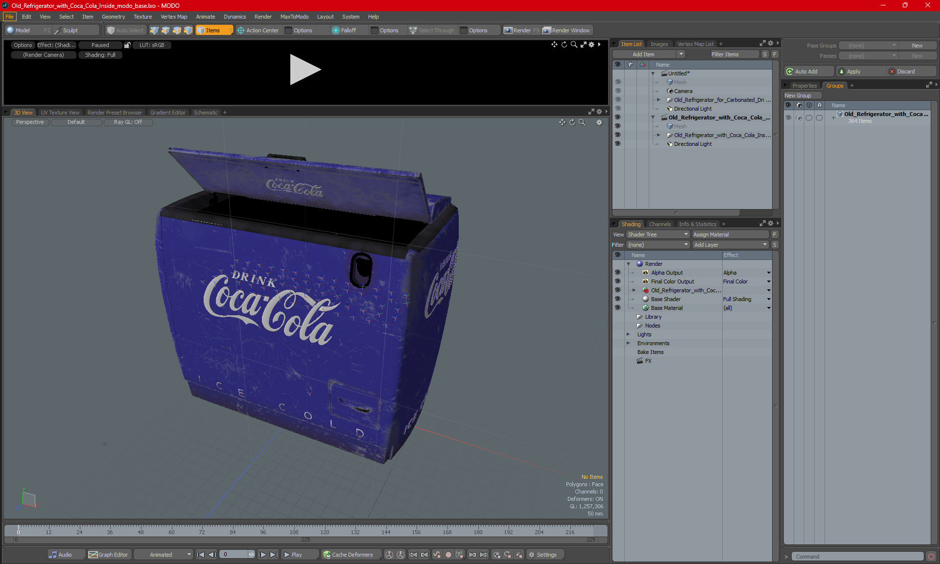 3D Old Refrigerator with Coca Cola Inside model