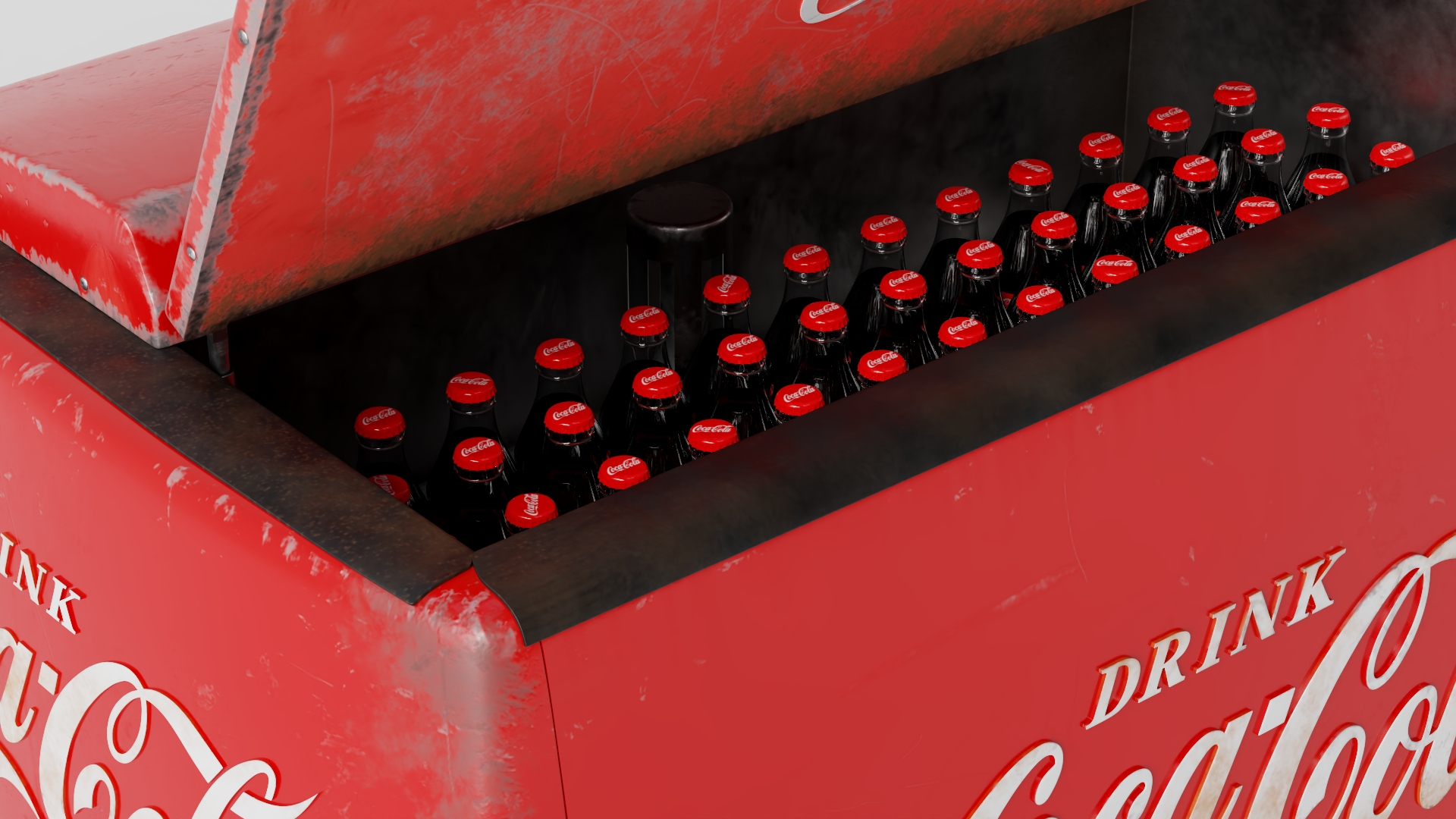 3D Old Refrigerator with Coca Cola Inside model